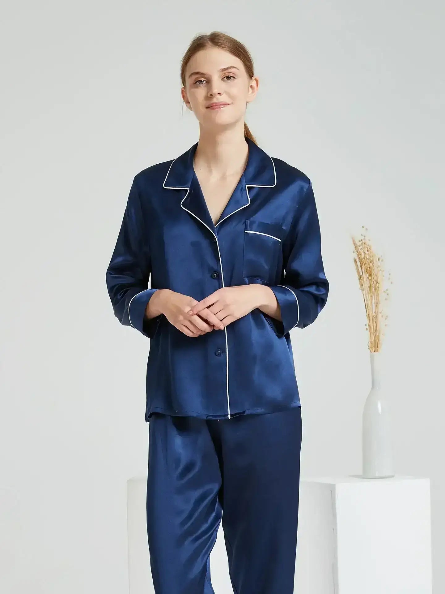 19 Momme Classic Silk Long Sleeve Long Pants Pajama Set