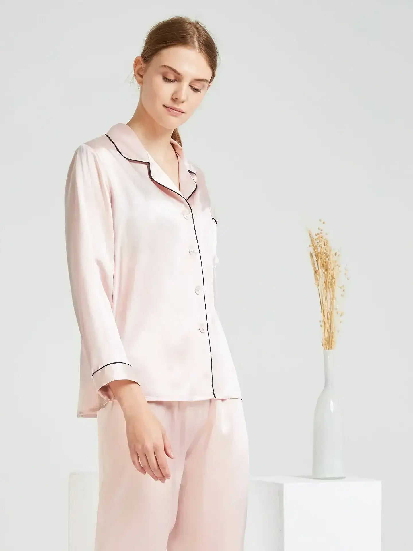 19 Momme Classic Silk Long Sleeve Long Pants Pajama Set