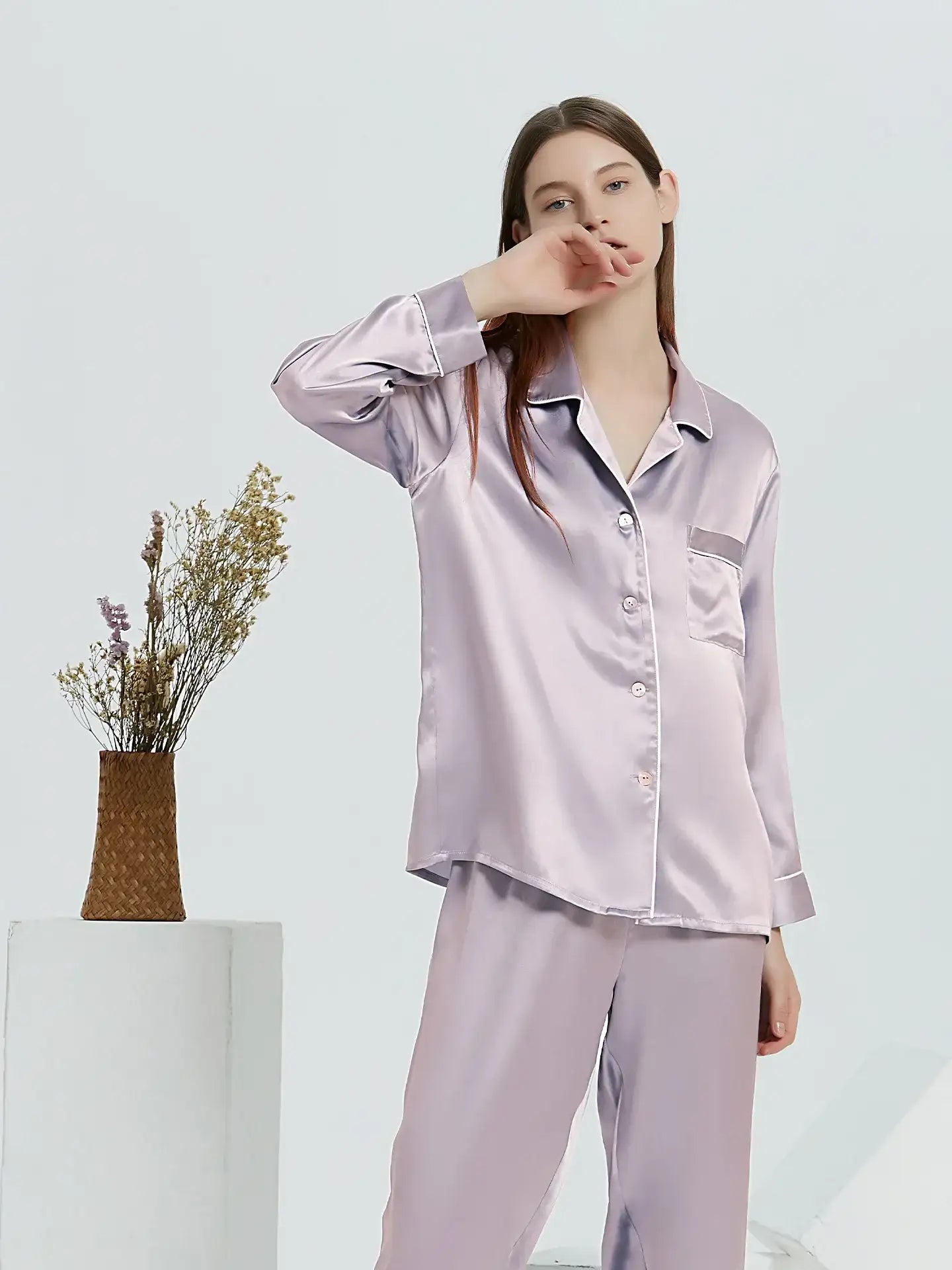 19 Momme Classic Silk Long Sleeve Long Pants Pajama Set