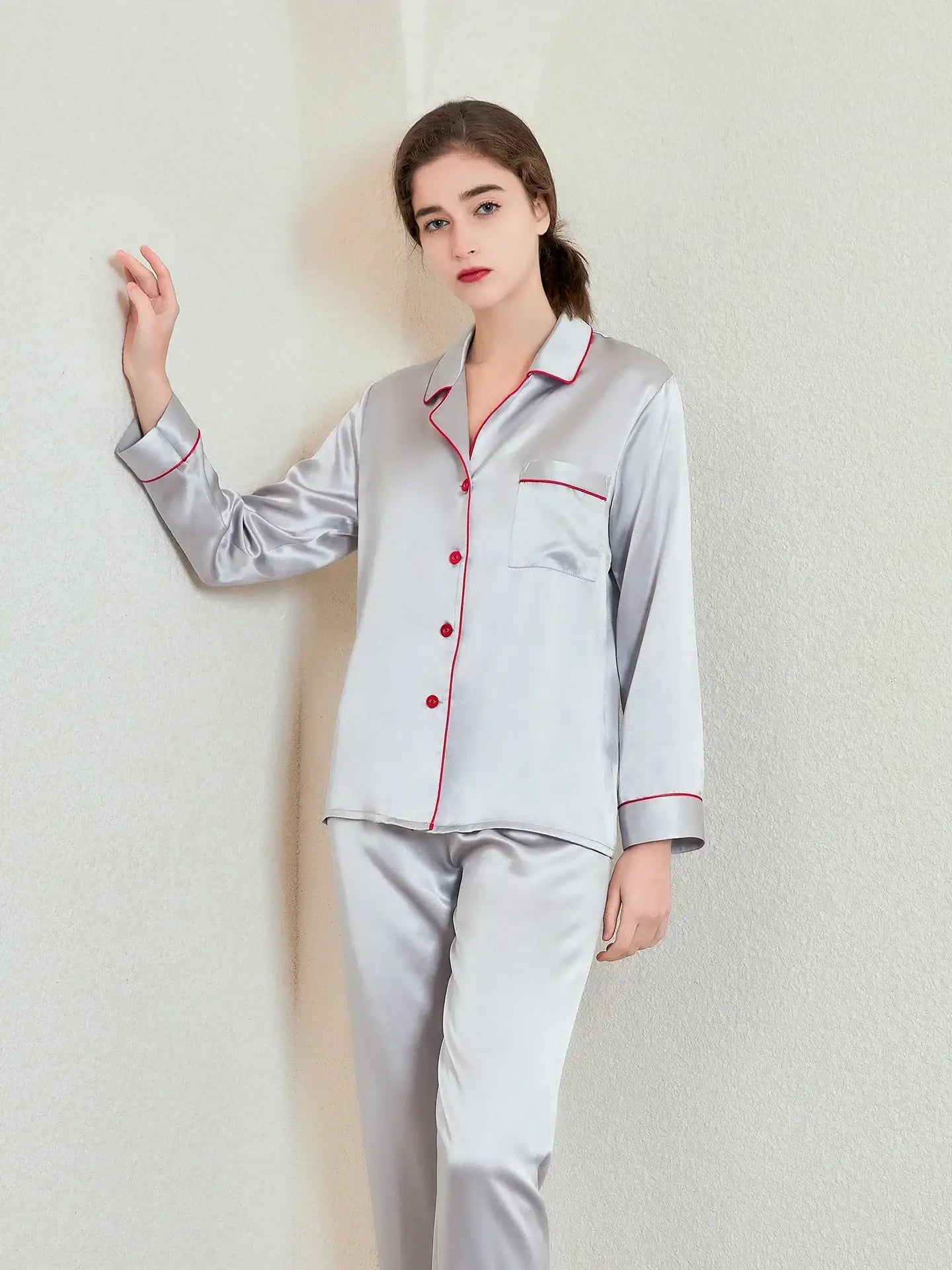 19 Momme Classic Silk Long Sleeve Long Pants Pajama Set