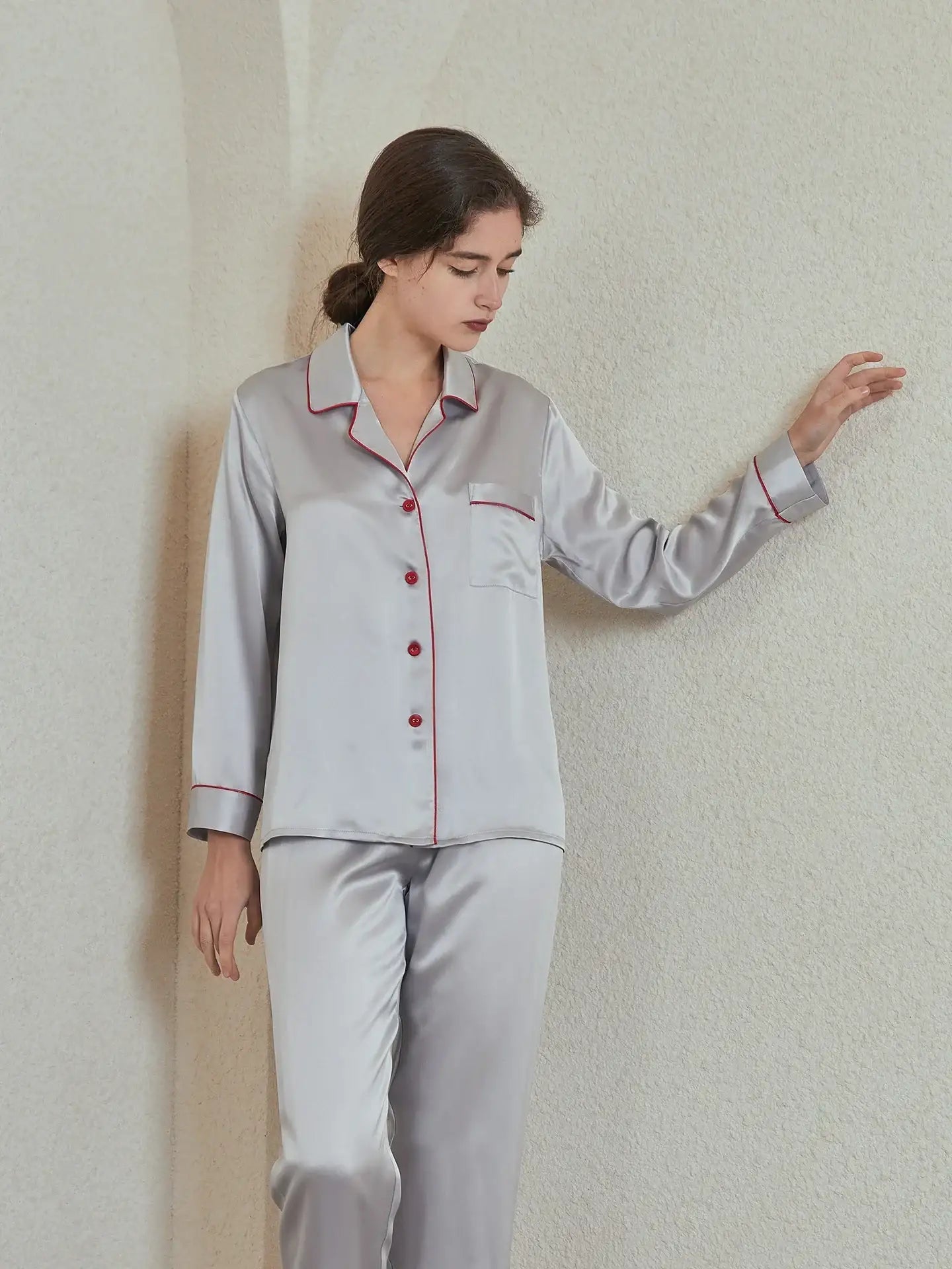 19 Momme Classic Silk Long Sleeve Long Pants Pajama Set