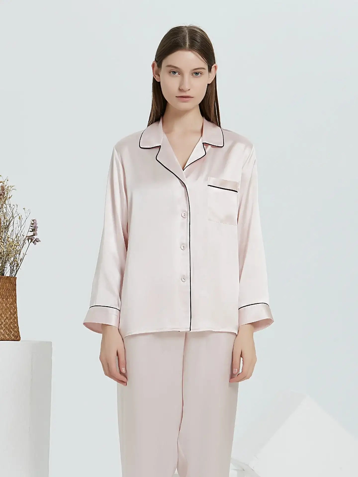 Classic Silk Long Sleeve Long Pants Pajama Set