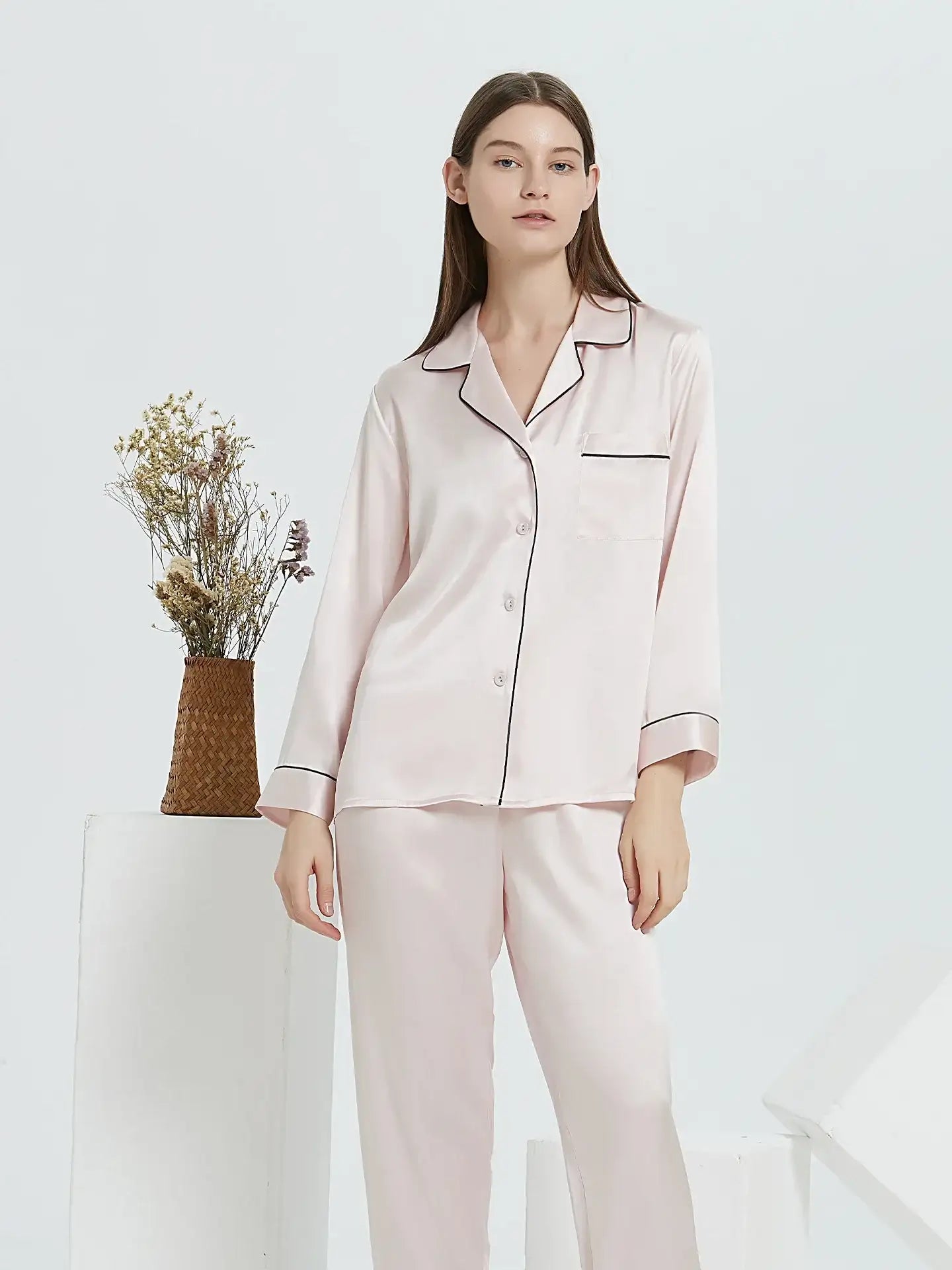 Classic Silk Long Sleeve Long Pants Pajama Set