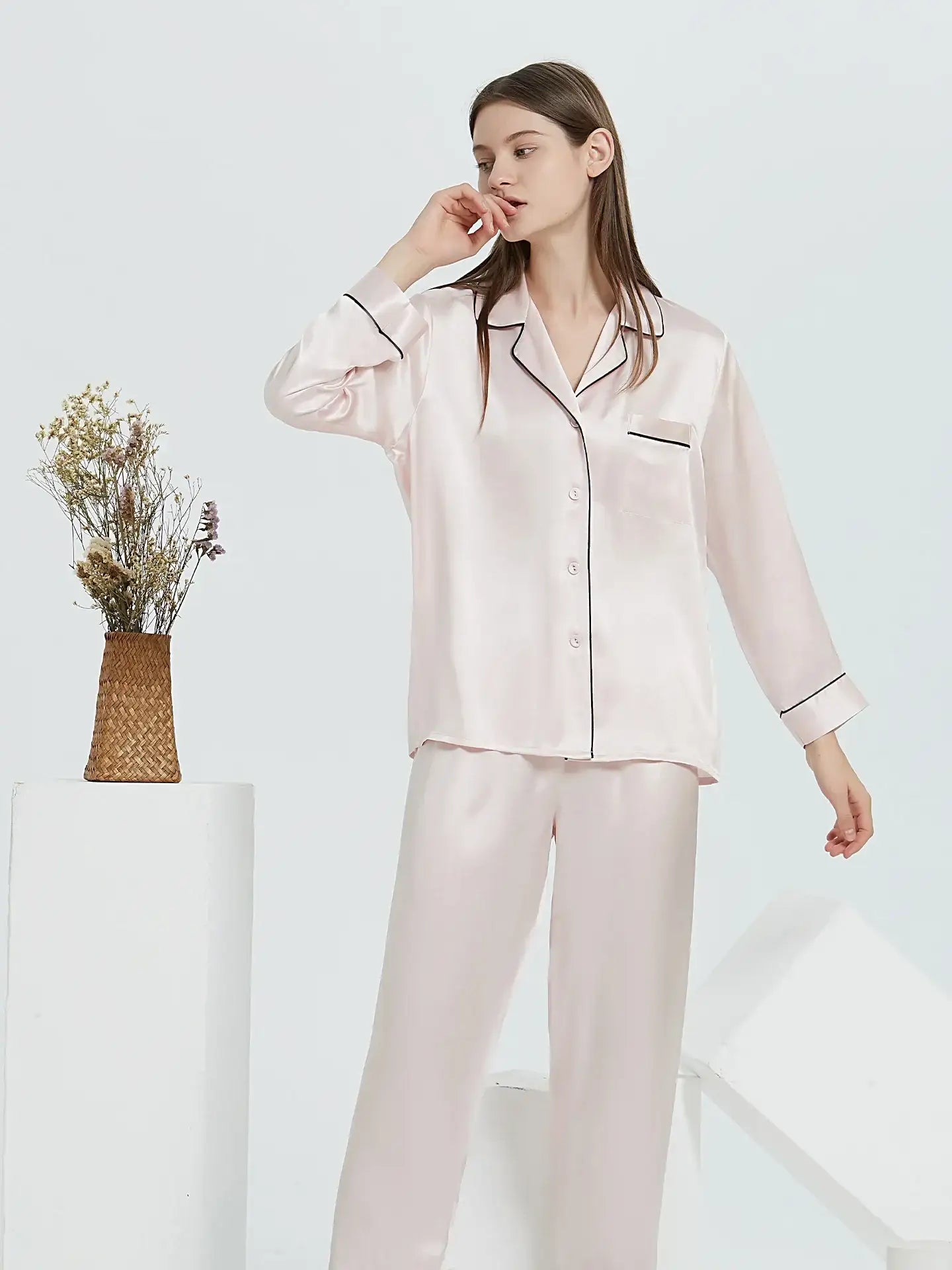 Classic Silk Long Sleeve Long Pants Pajama Set