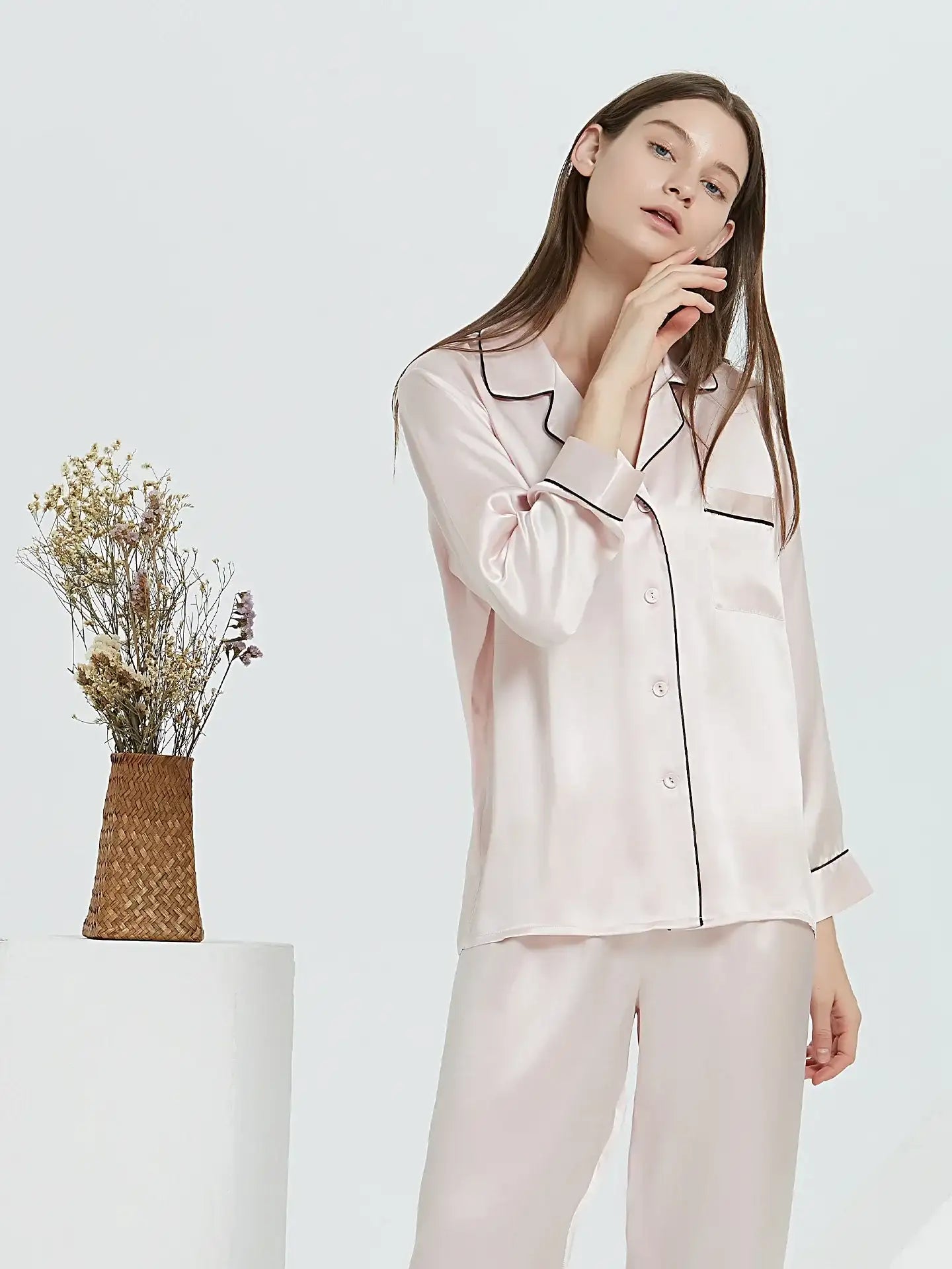 Classic Silk Long Sleeve Long Pants Pajama Set