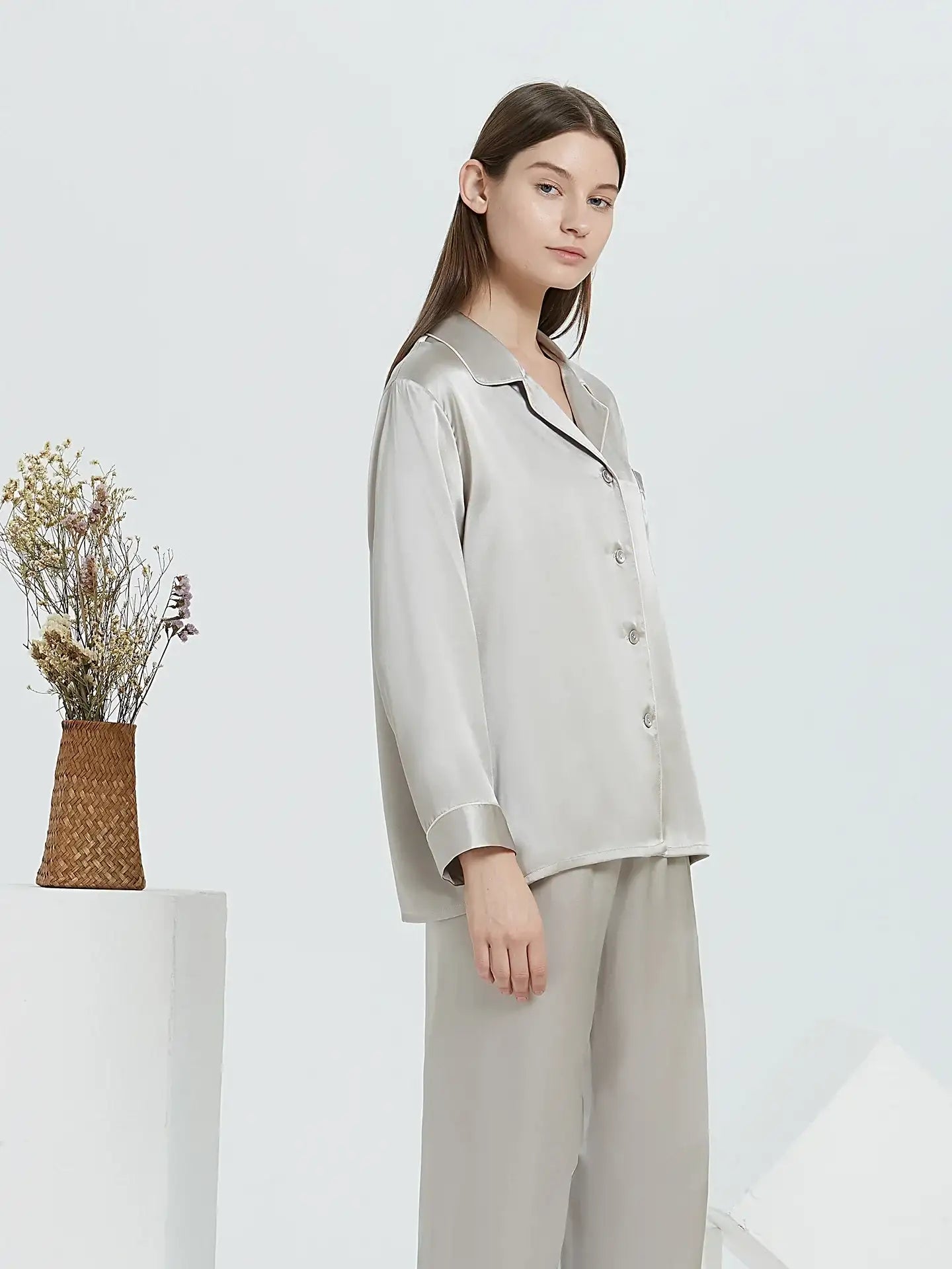 Classic Silk Long Sleeve Long Pants Pajama Set