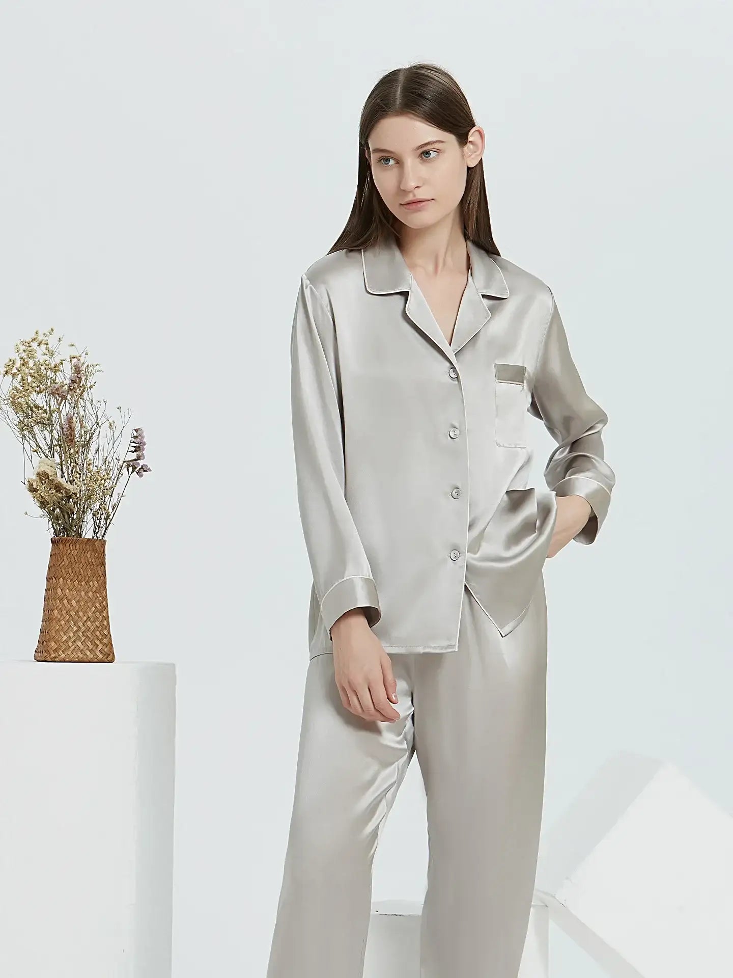 Classic Silk Long Sleeve Long Pants Pajama Set