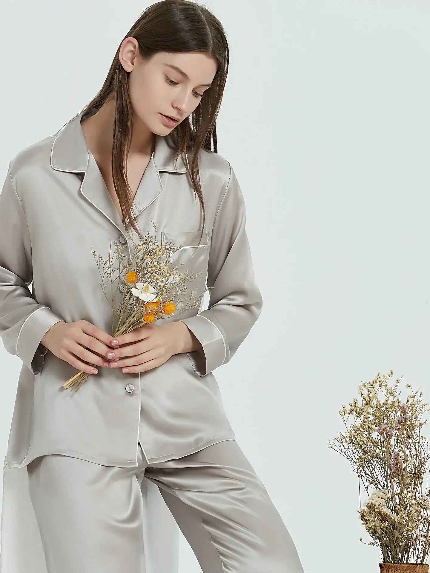 Classic Silk Long Sleeve Long Pants Pajama Set