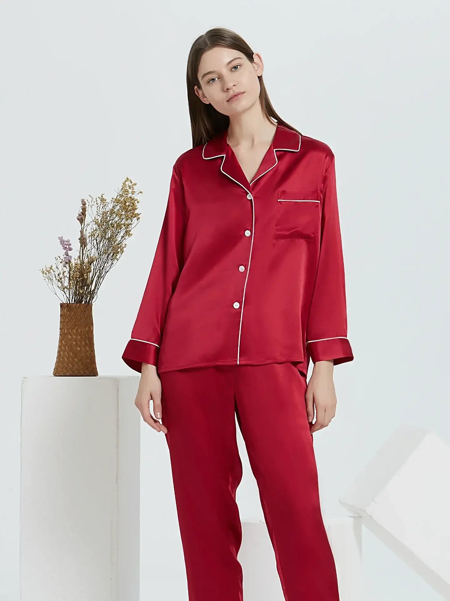 19 Momme Classic Silk Long Sleeve Long Pants Pajama Set