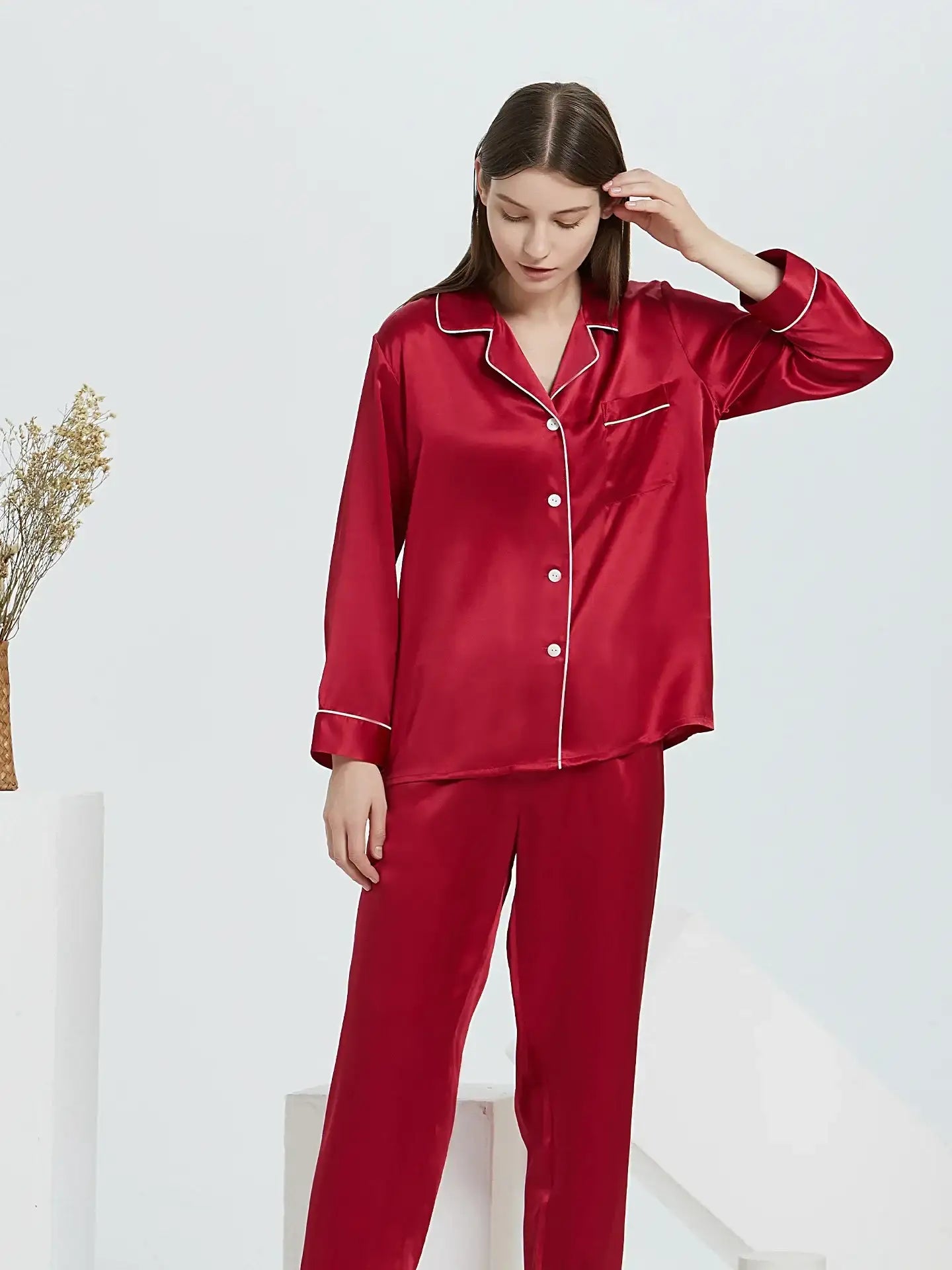 Classic Silk Long Sleeve Long Pants Pajama Set