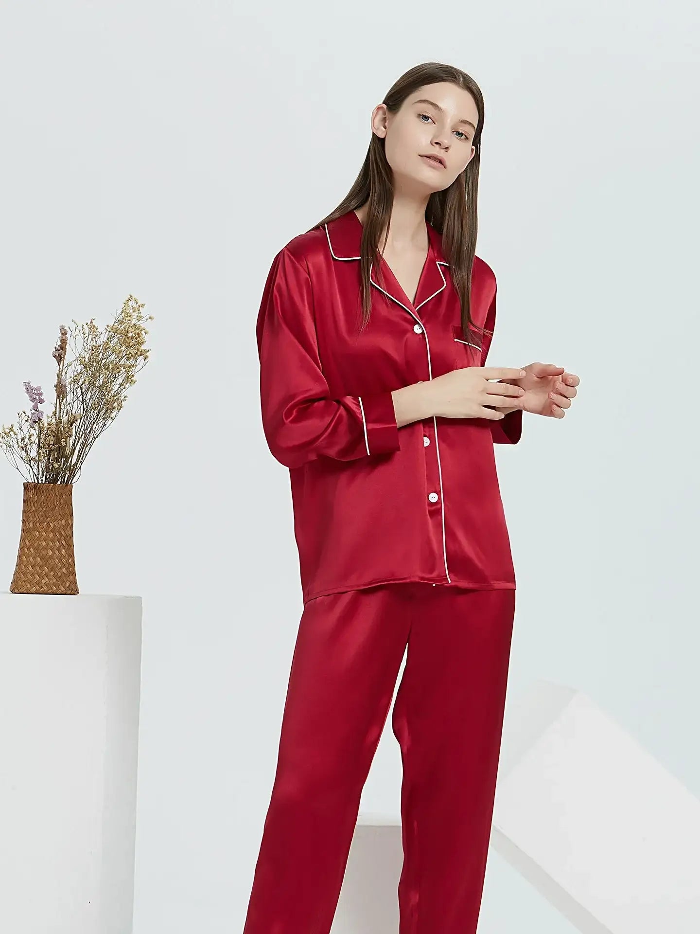 19 Momme Classic Silk Long Sleeve Long Pants Pajama Set
