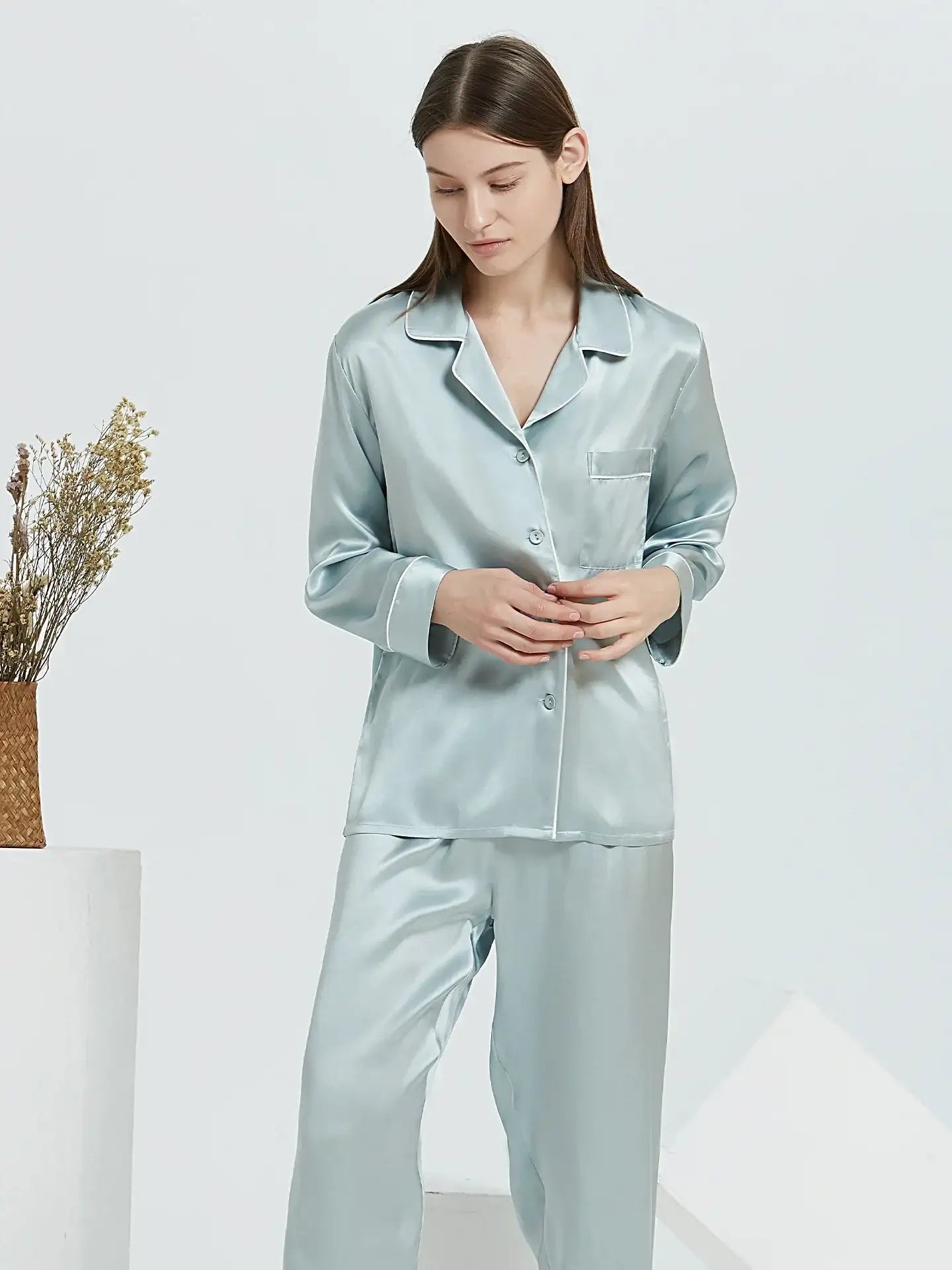 19 Momme Classic Silk Long Sleeve Long Pants Pajama Set