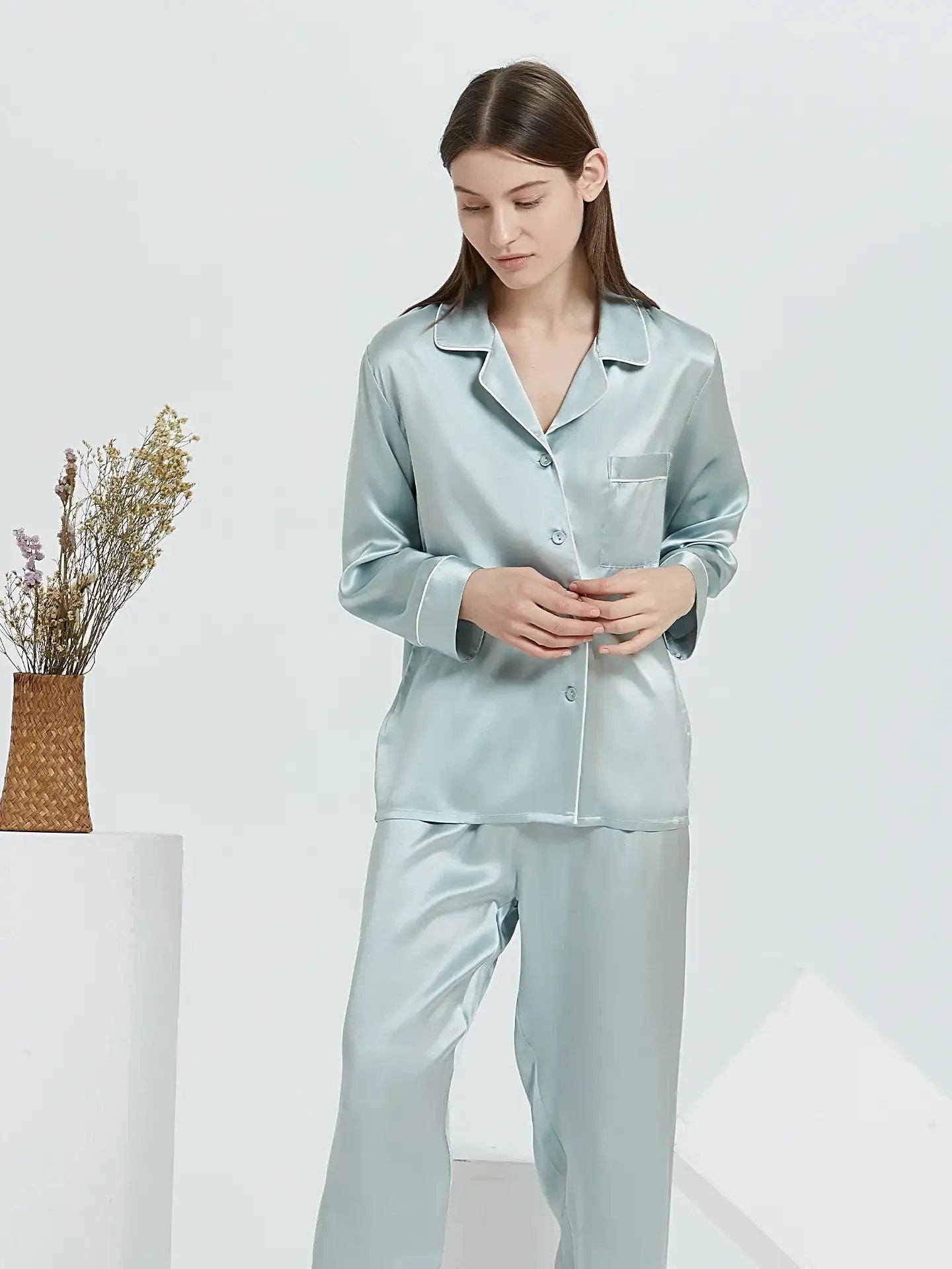 19 Momme Classic Silk Long Sleeve Long Pants Pajama Set