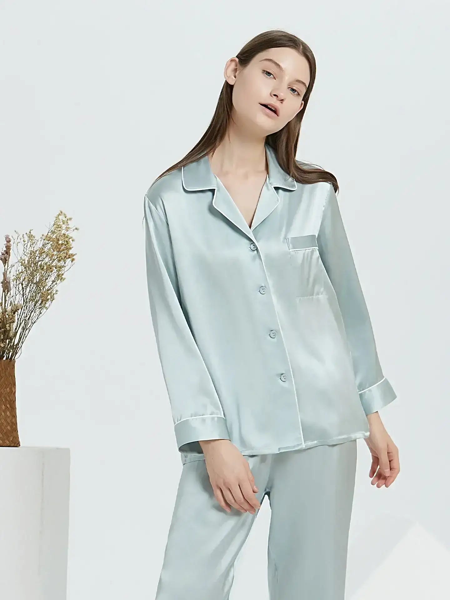 22 Momme Classic Silk Long Sleeve Long Pants Pajama Set