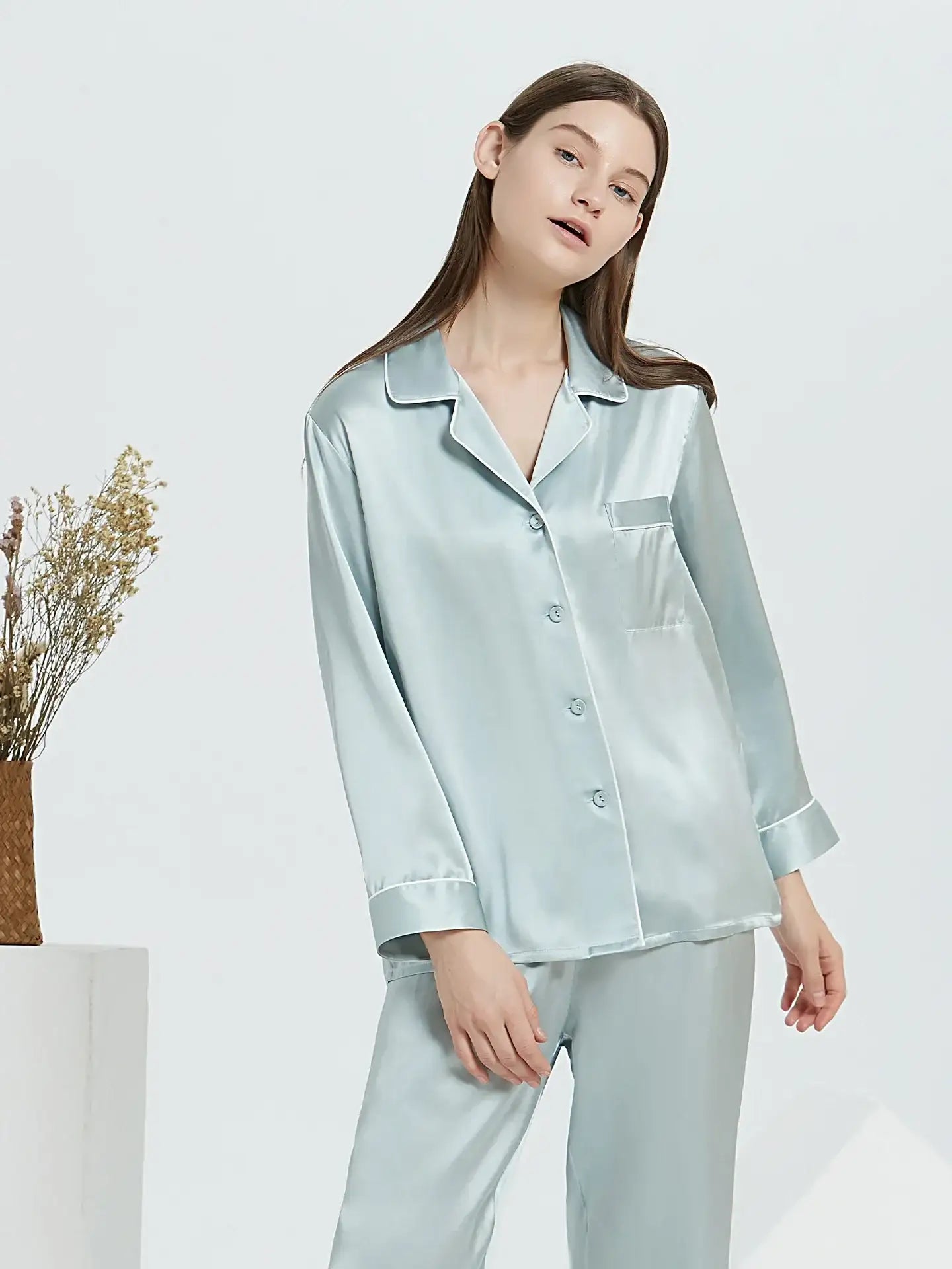 19 Momme Classic Silk Long Sleeve Long Pants Pajama Set