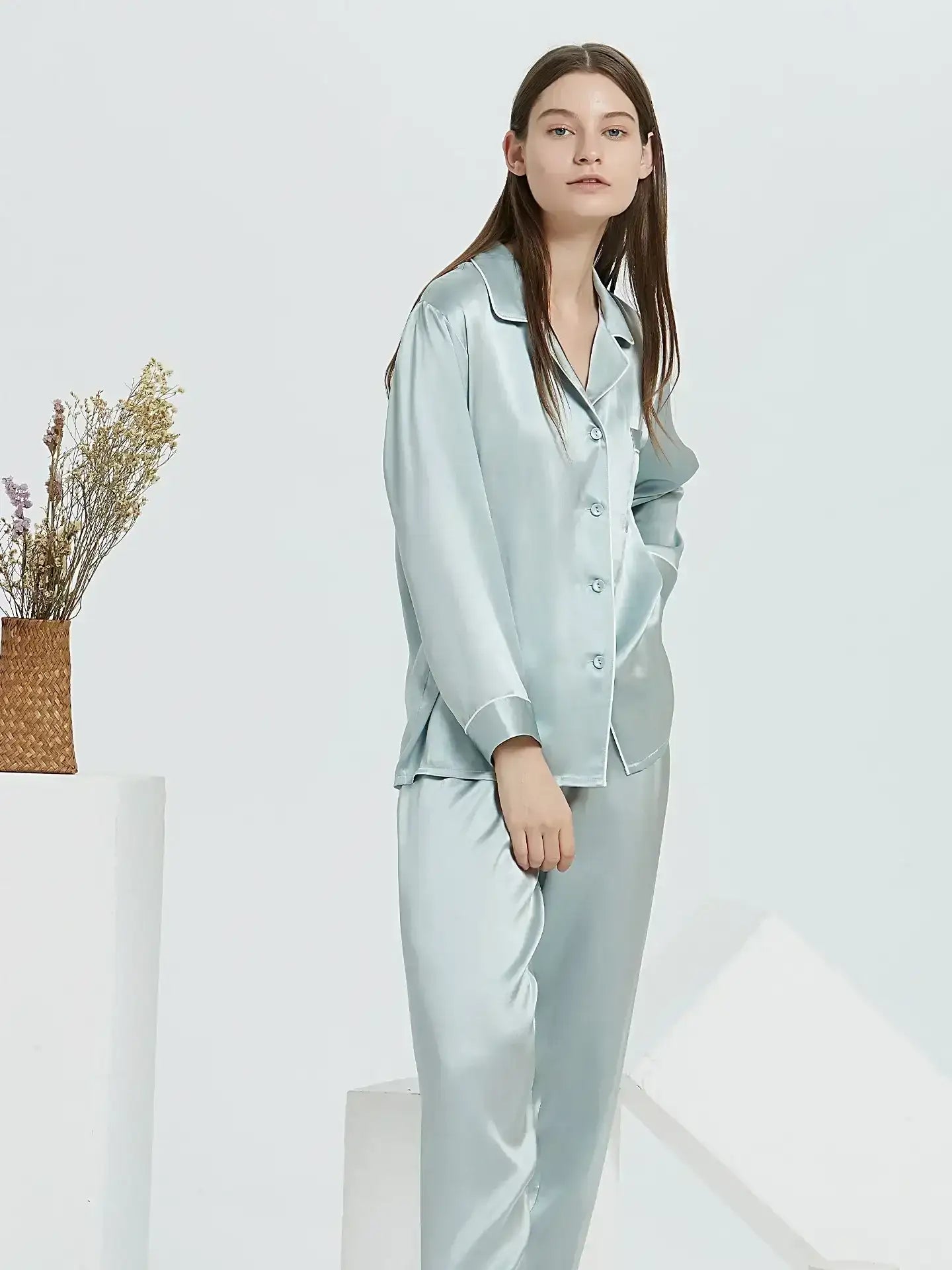 22 Momme Classic Silk Long Sleeve Long Pants Pajama Set