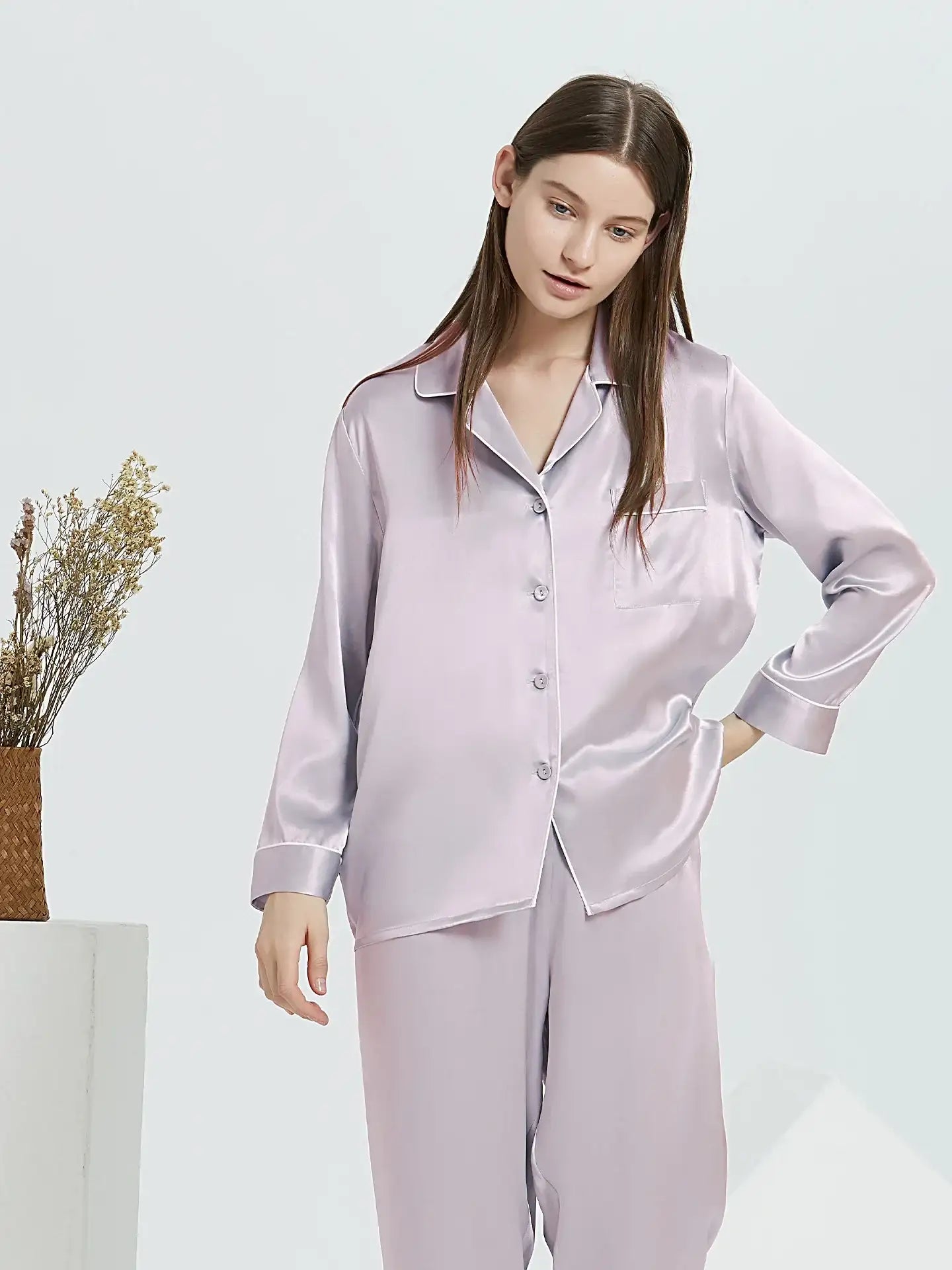 19 Momme Classic Silk Long Sleeve Long Pants Pajama Set