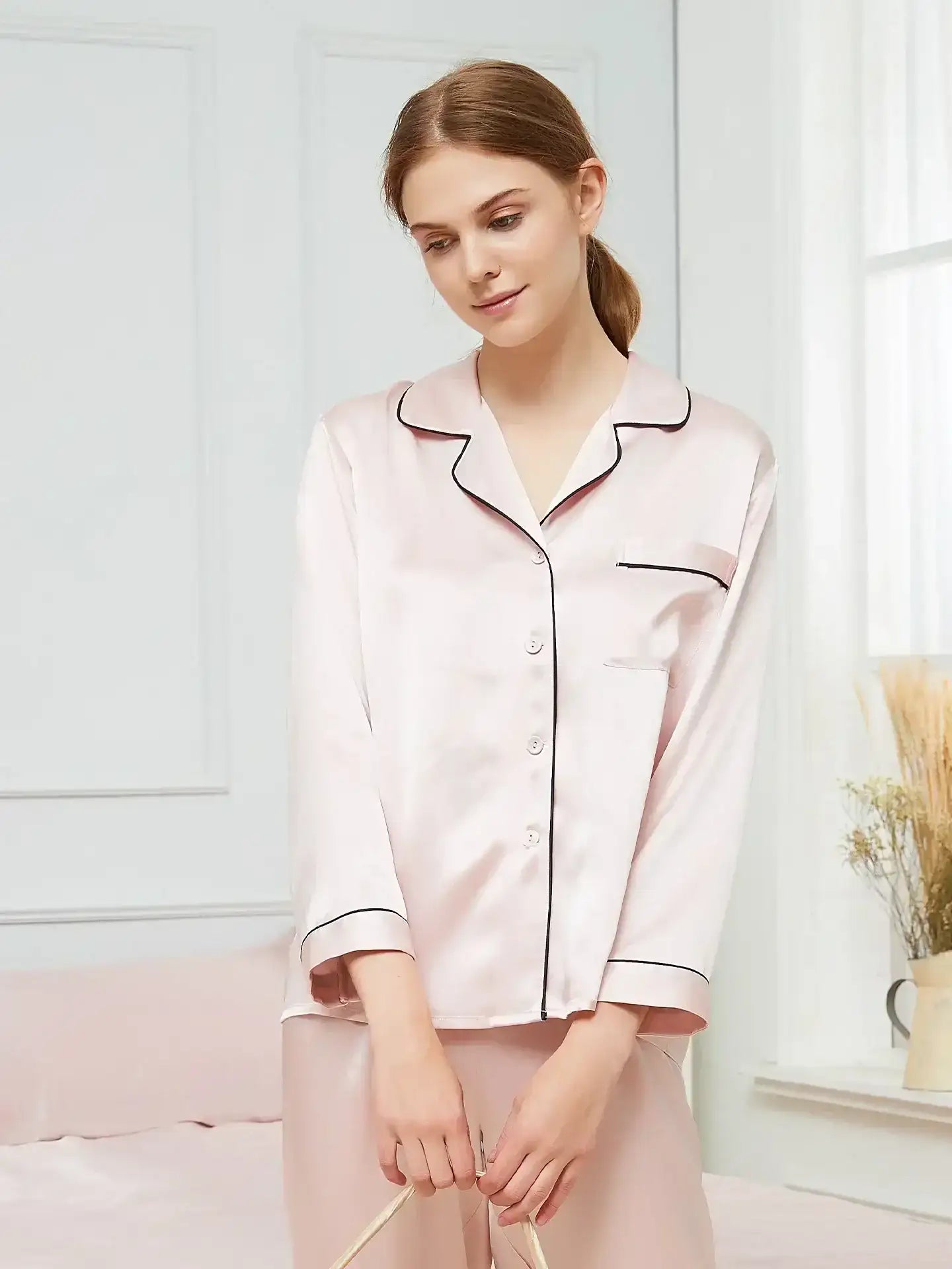 19 Momme Classic Silk Long Sleeve Long Pants Pajama Set