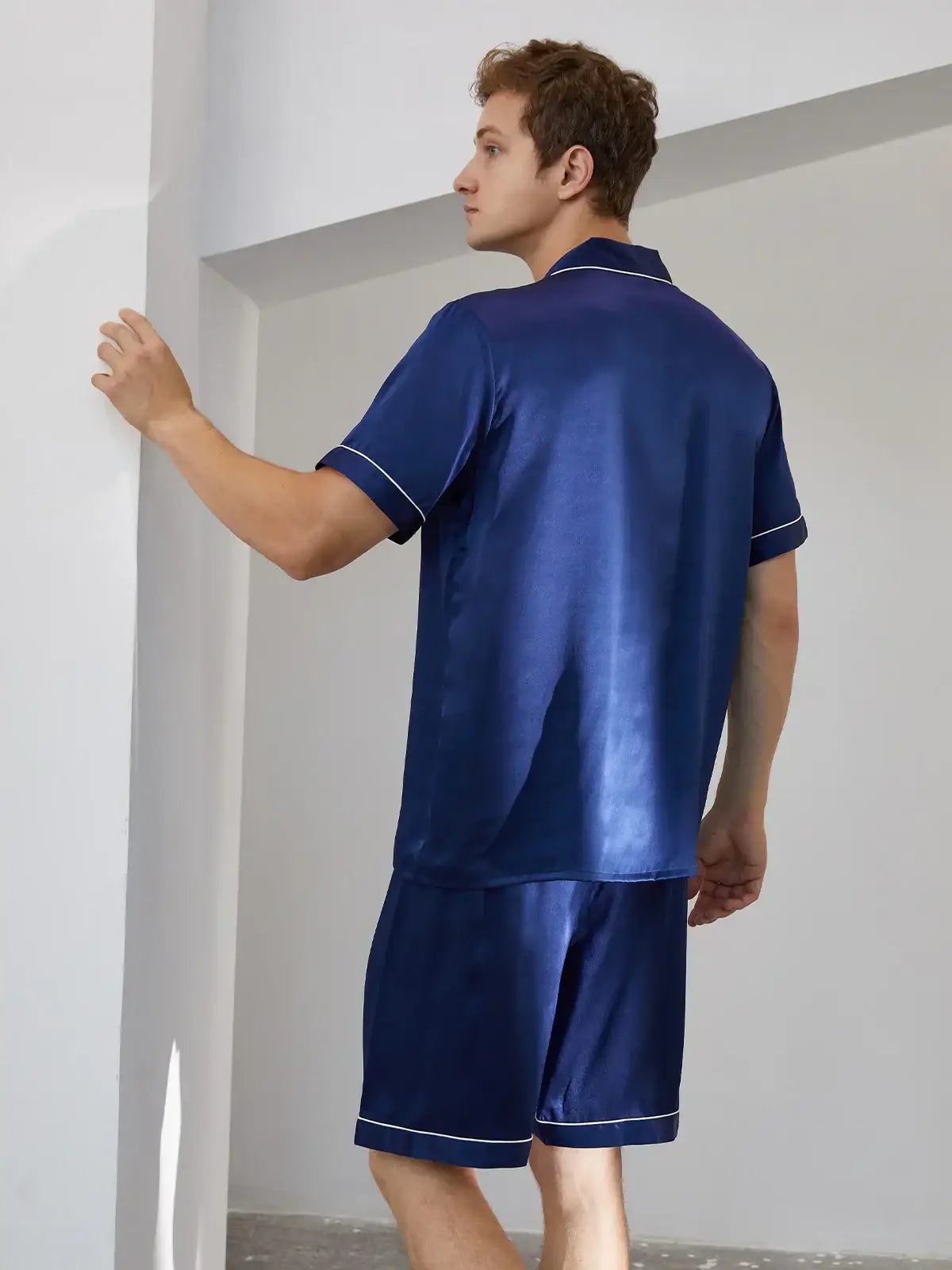 Men's suit collar short sleeve shorts suit - JANCESILK