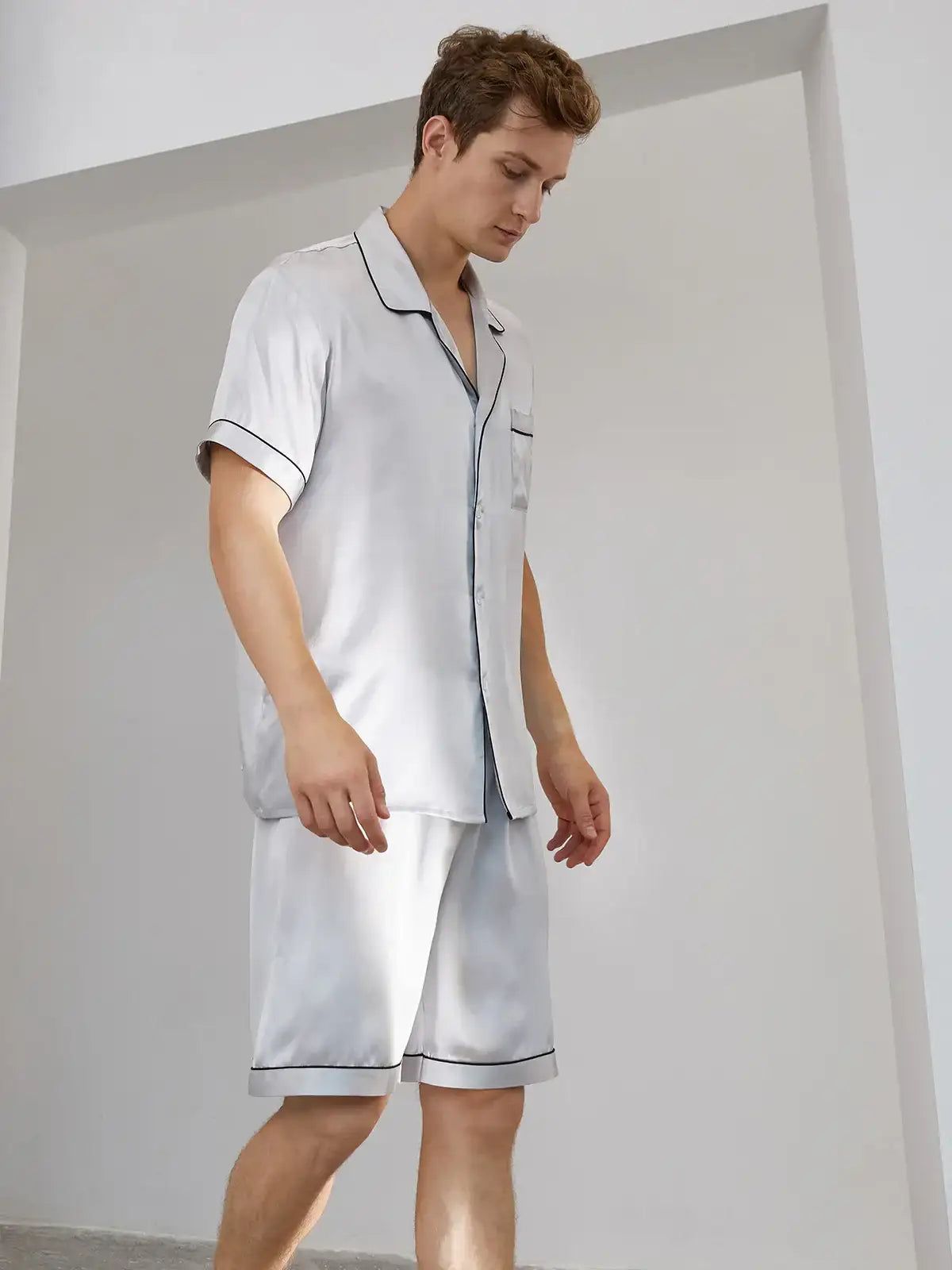 Men's suit collar short sleeve shorts suit - JANCESILK