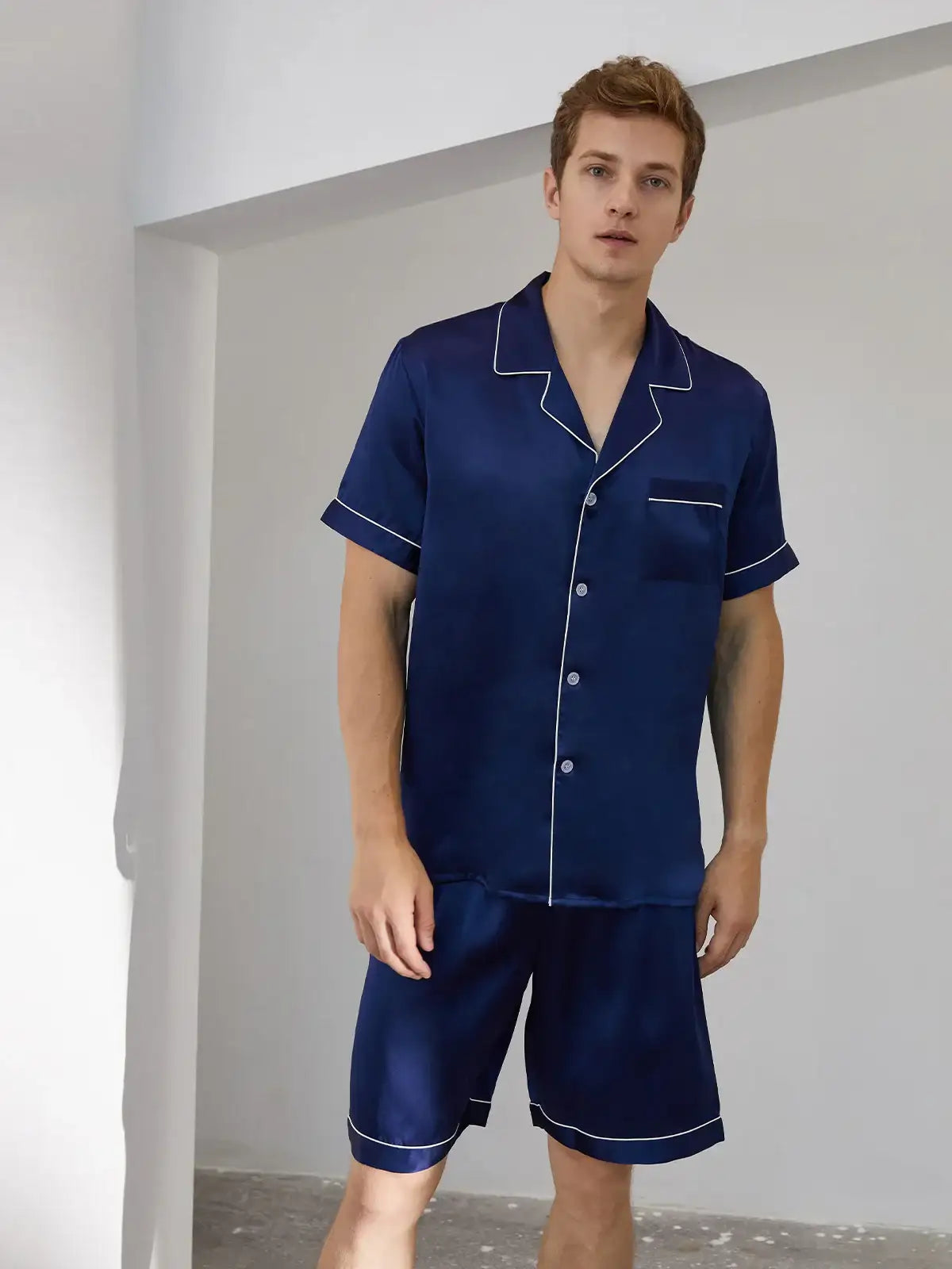 Men's suit collar short sleeve shorts suit - JANCESILK