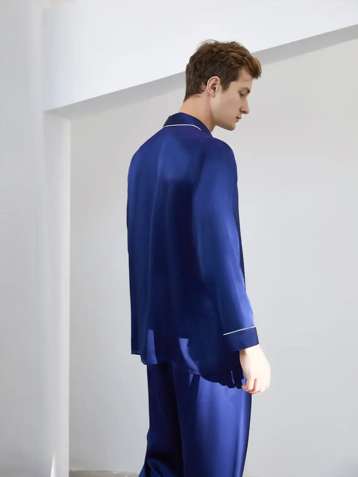 30 Momme Men's Heavyweight Long Sleeve Pants Set - JANCESILK