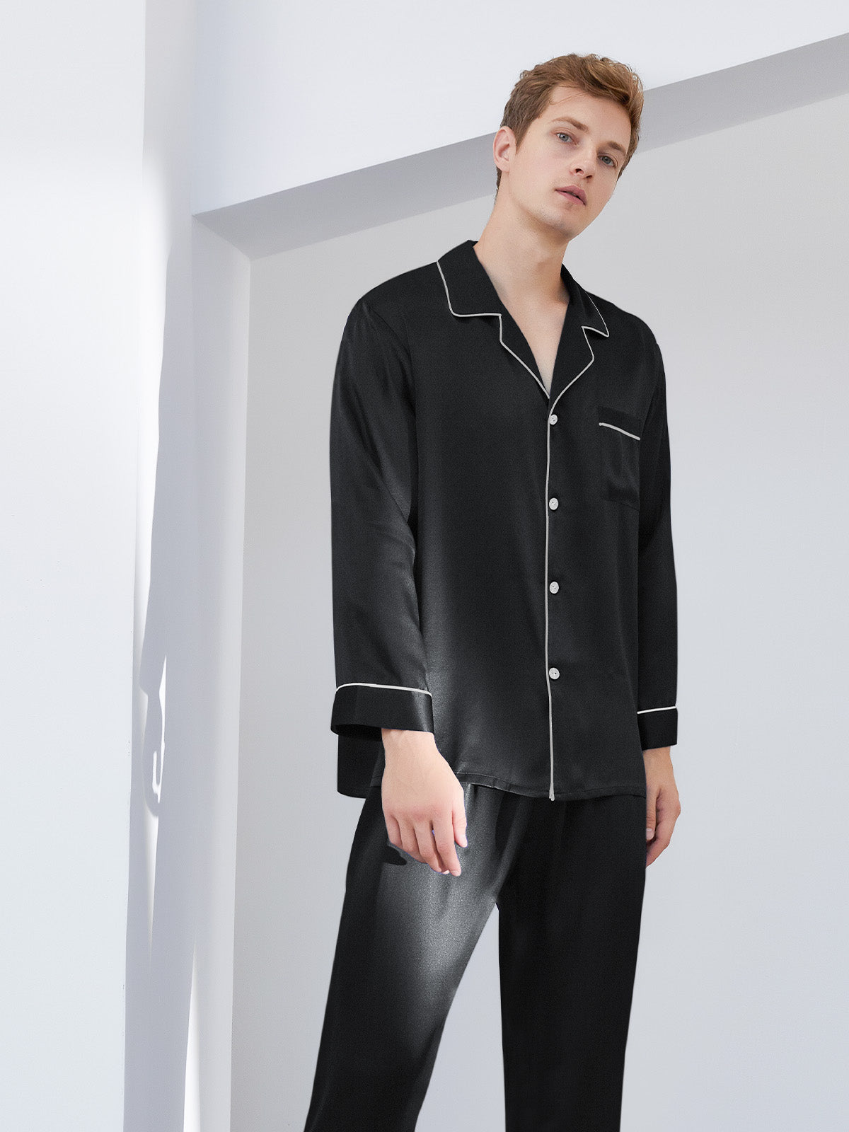 30 Momme Men's Heavyweight Long Sleeve Pants Set - JANCESILK