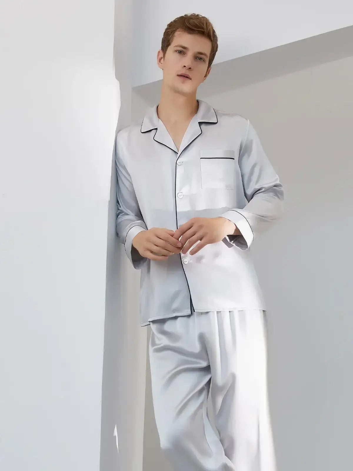 22 Momme Men's Heavy Long Sleeve Pants Suit - JANCESILK