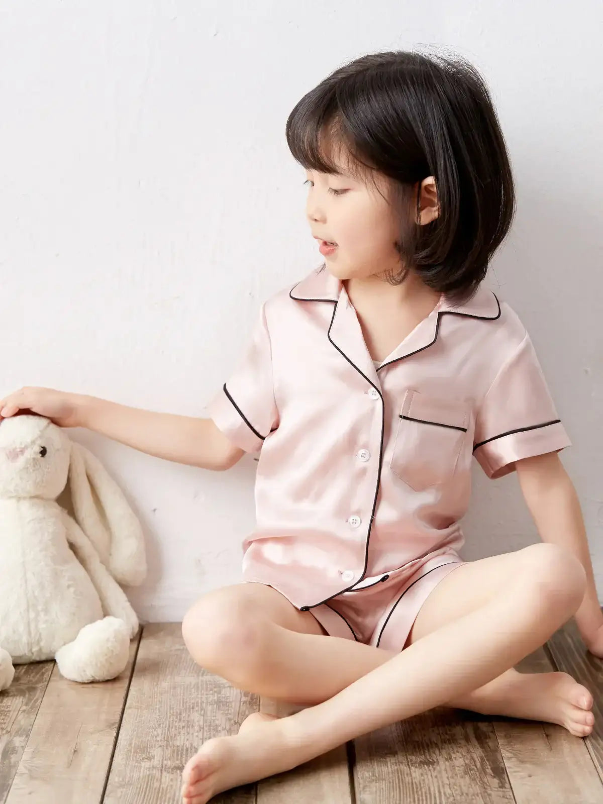 19 Momme children's silk short-sleeved shorts suit - JANCESILK