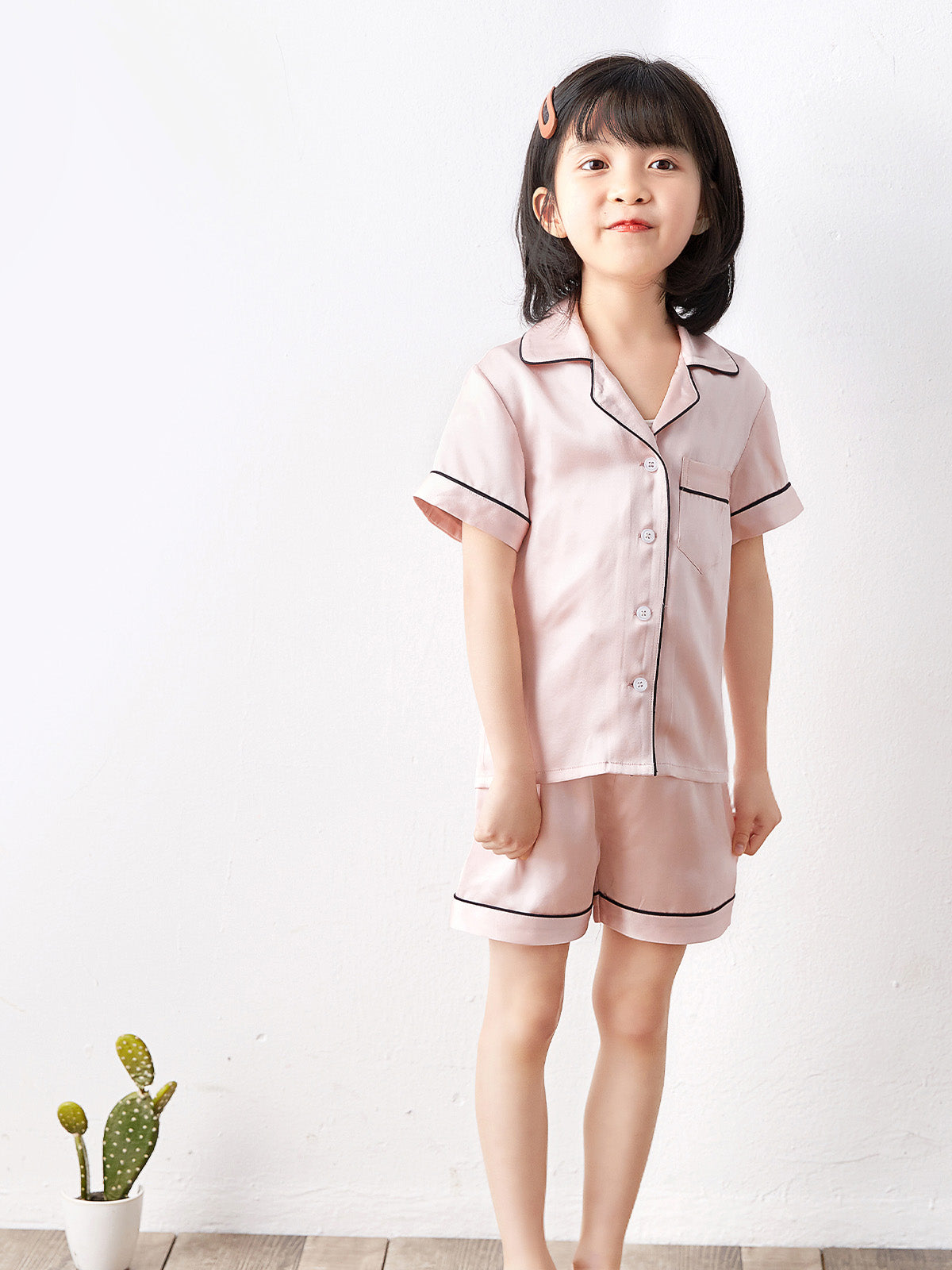 19 Momme children's silk short-sleeved shorts suit