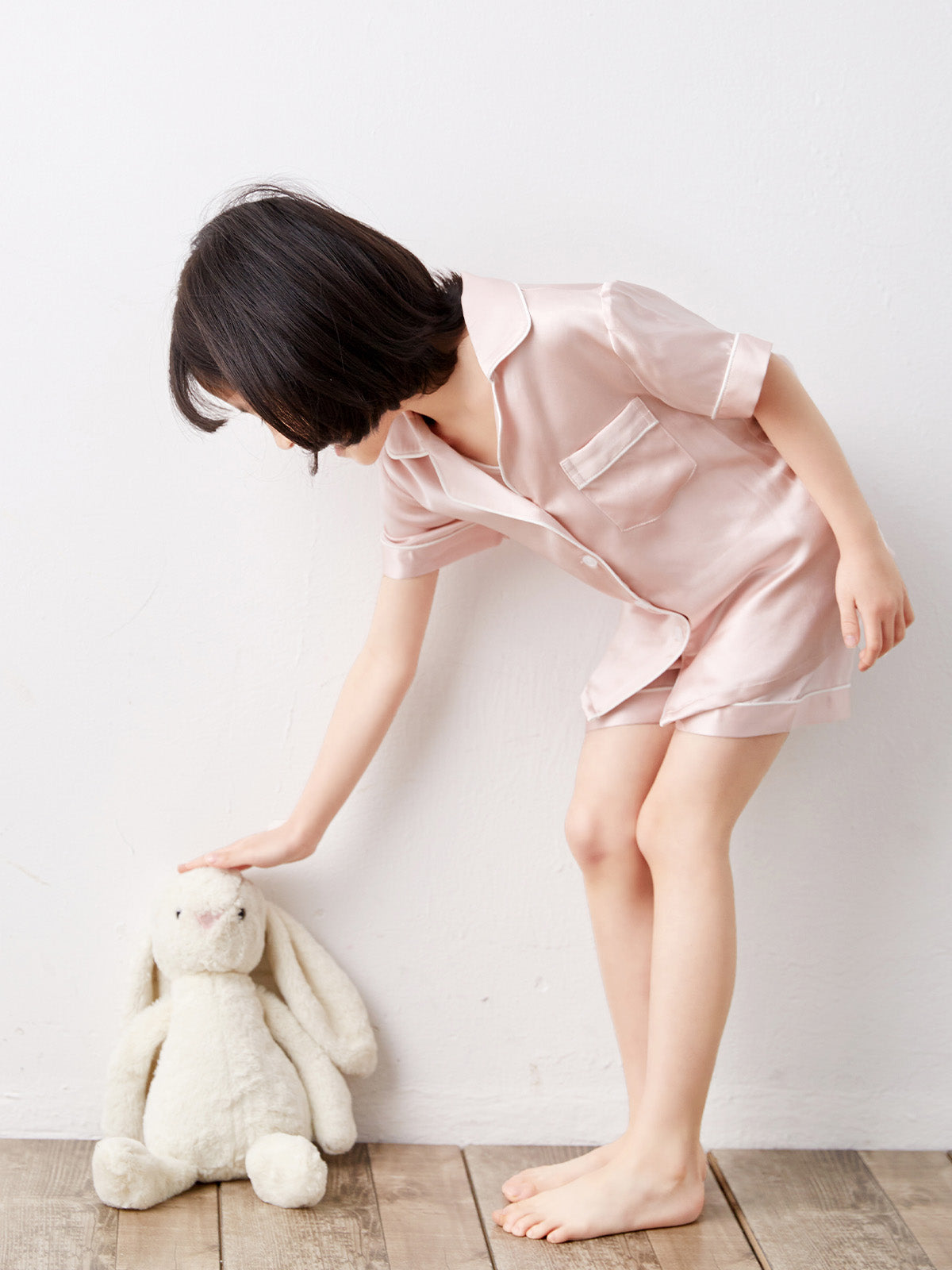 19 Momme children's silk short-sleeved shorts suit