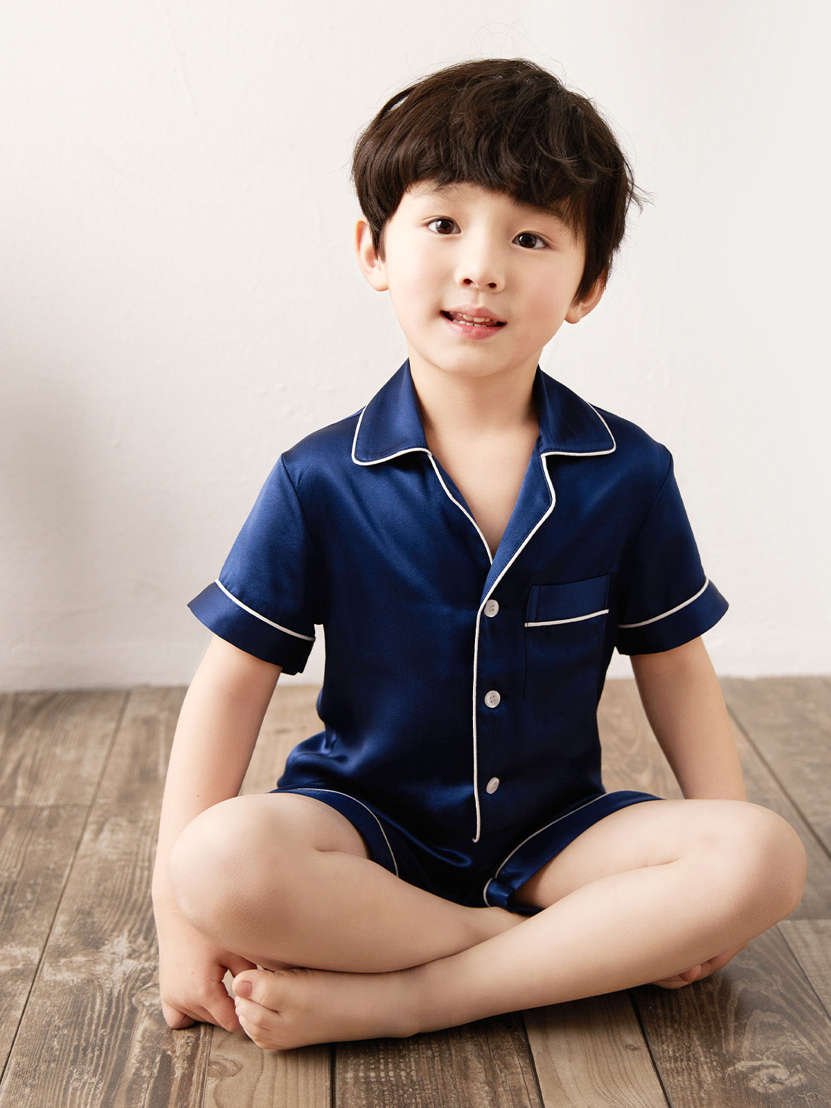 19 Momme children's silk short-sleeved shorts suit
