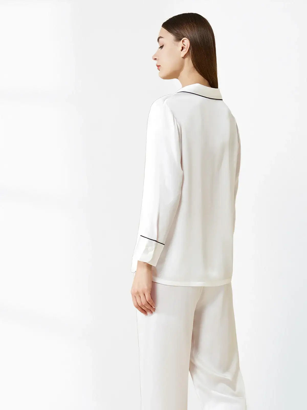 Double-band Silk Long-sleeved Trousers Suit - JANCESILK