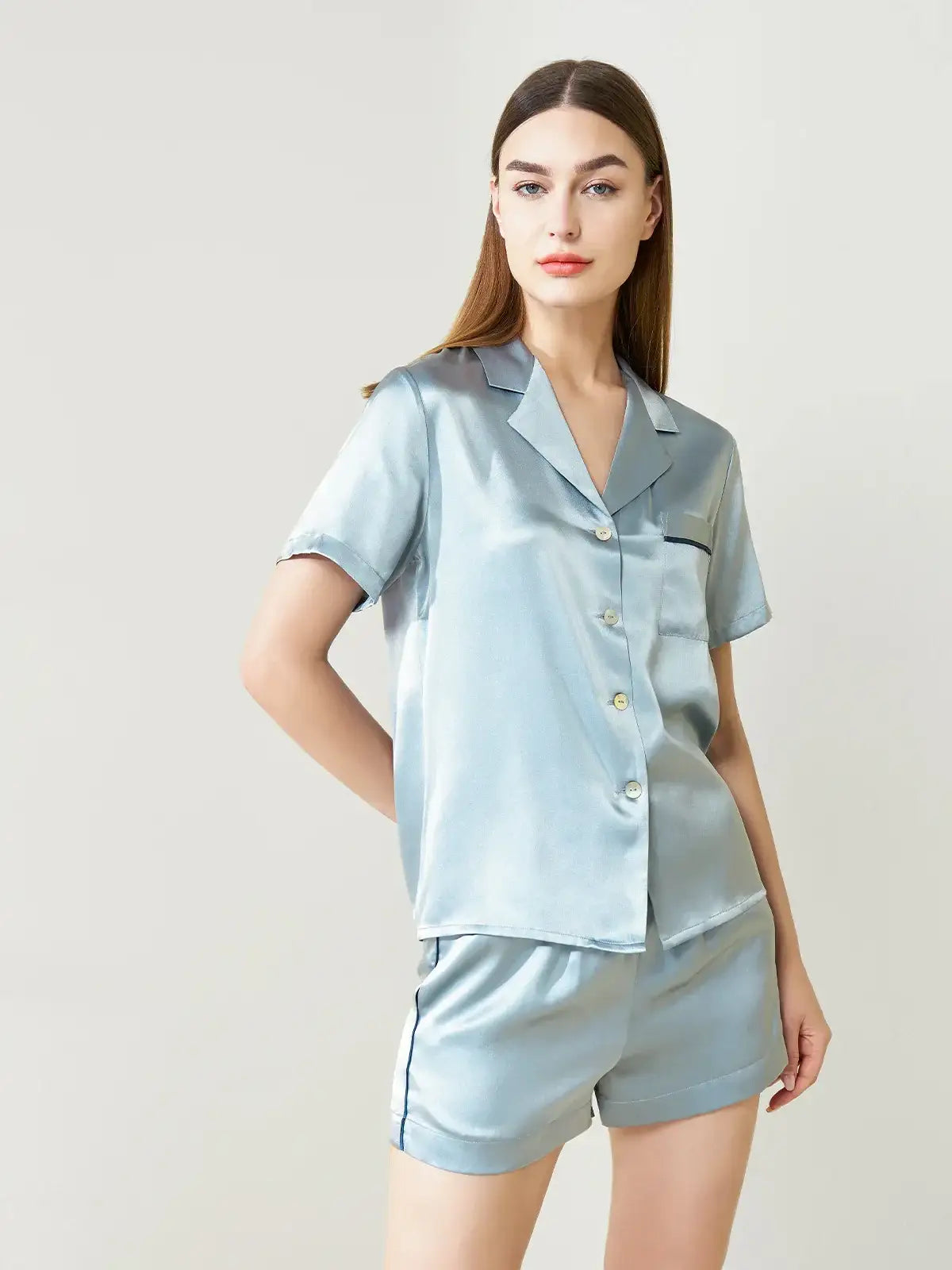 Casual Short-sleeved Shorts Silk Suit - JANCESILK