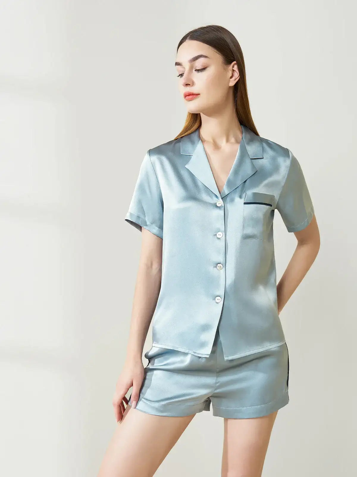 Casual Short-sleeved Shorts Silk Suit - JANCESILK
