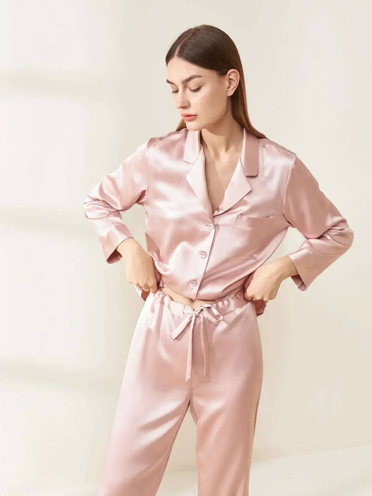 30 Momme Super Heavy Temperament Long Sleeve Trousers Set - JANCESILK