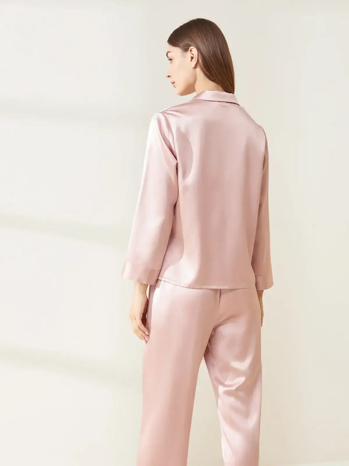 30 Momme Super Heavy Temperament Long Sleeve Trousers Set #color_Blush Pink