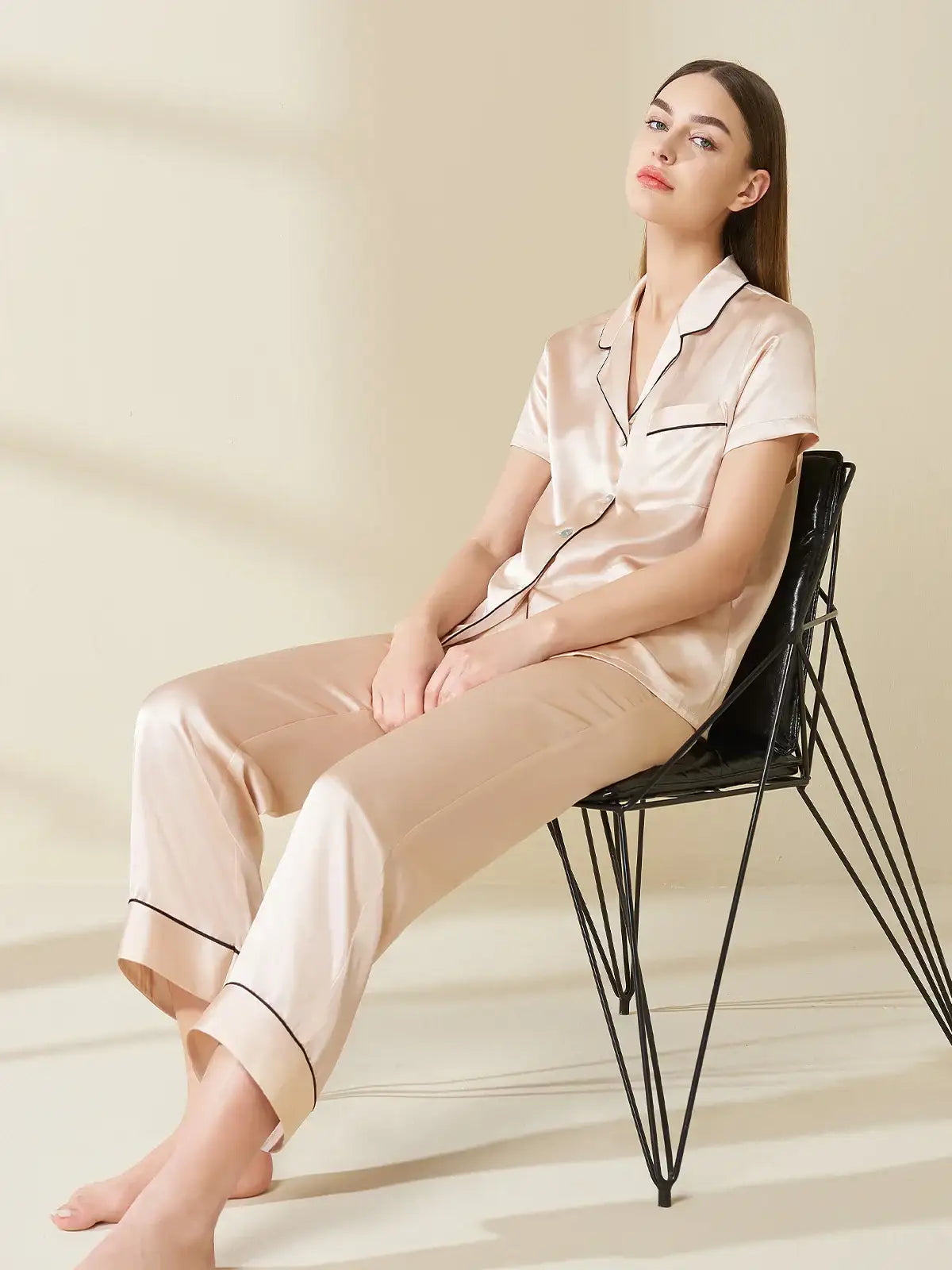 Silk Short-sleeved Trousers Suit - JANCESILK