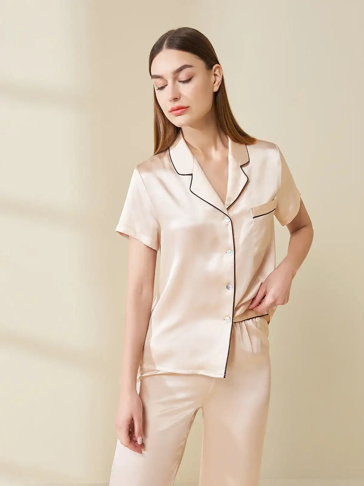 Silk Short-sleeved Trousers Suit - JANCESILK