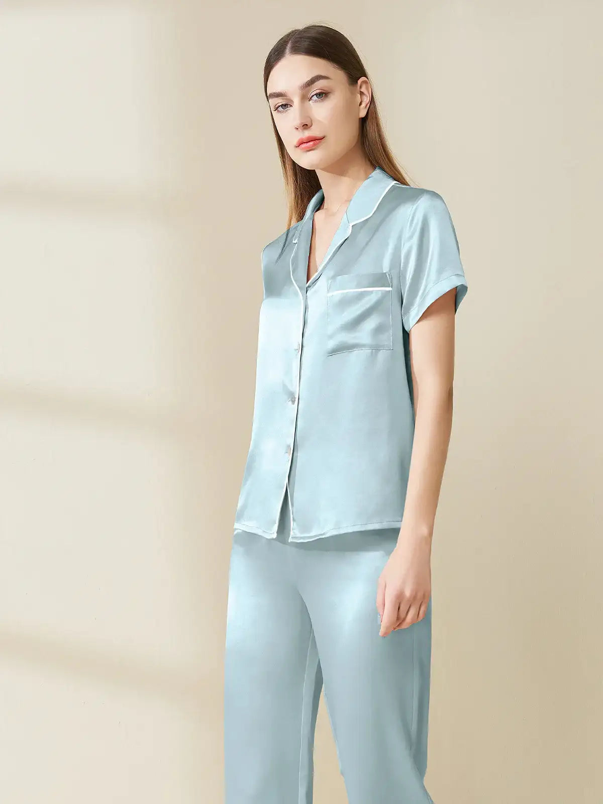 Silk Short-sleeved Trousers Suit - JANCESILK