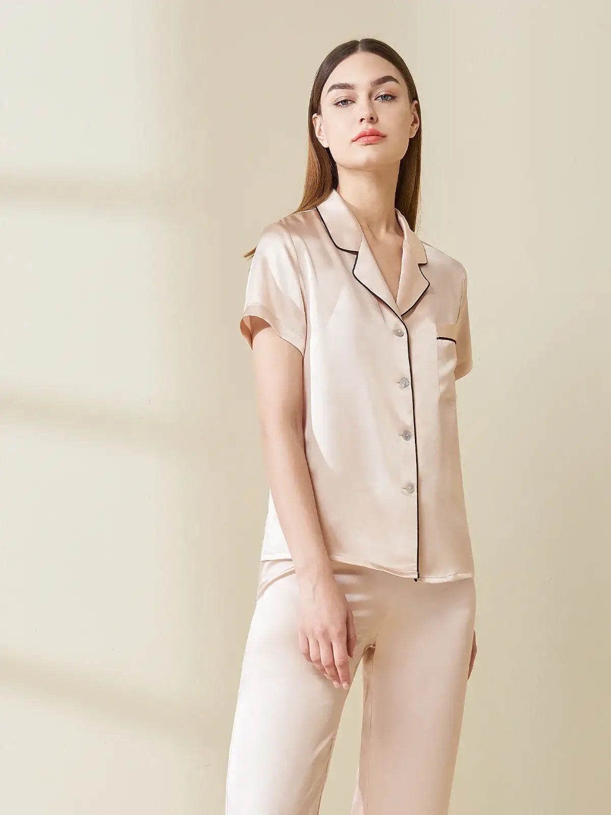 Silk Short-sleeved Trousers Suit - JANCESILK