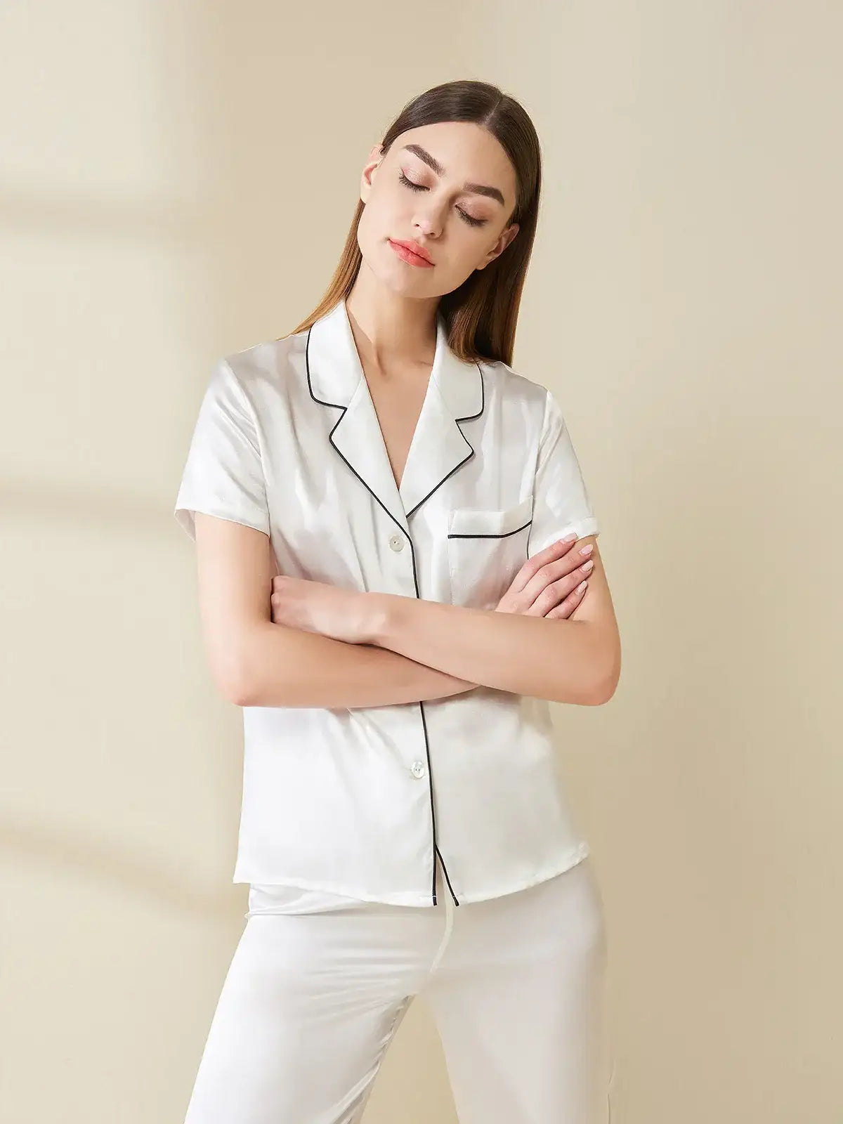 Silk Short-sleeved Trousers Suit - JANCESILK