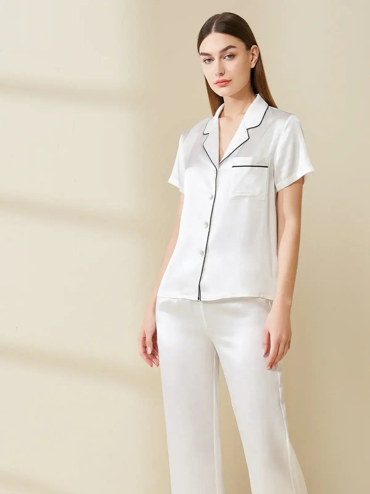 Silk Short-sleeved Trousers Suit - JANCESILK