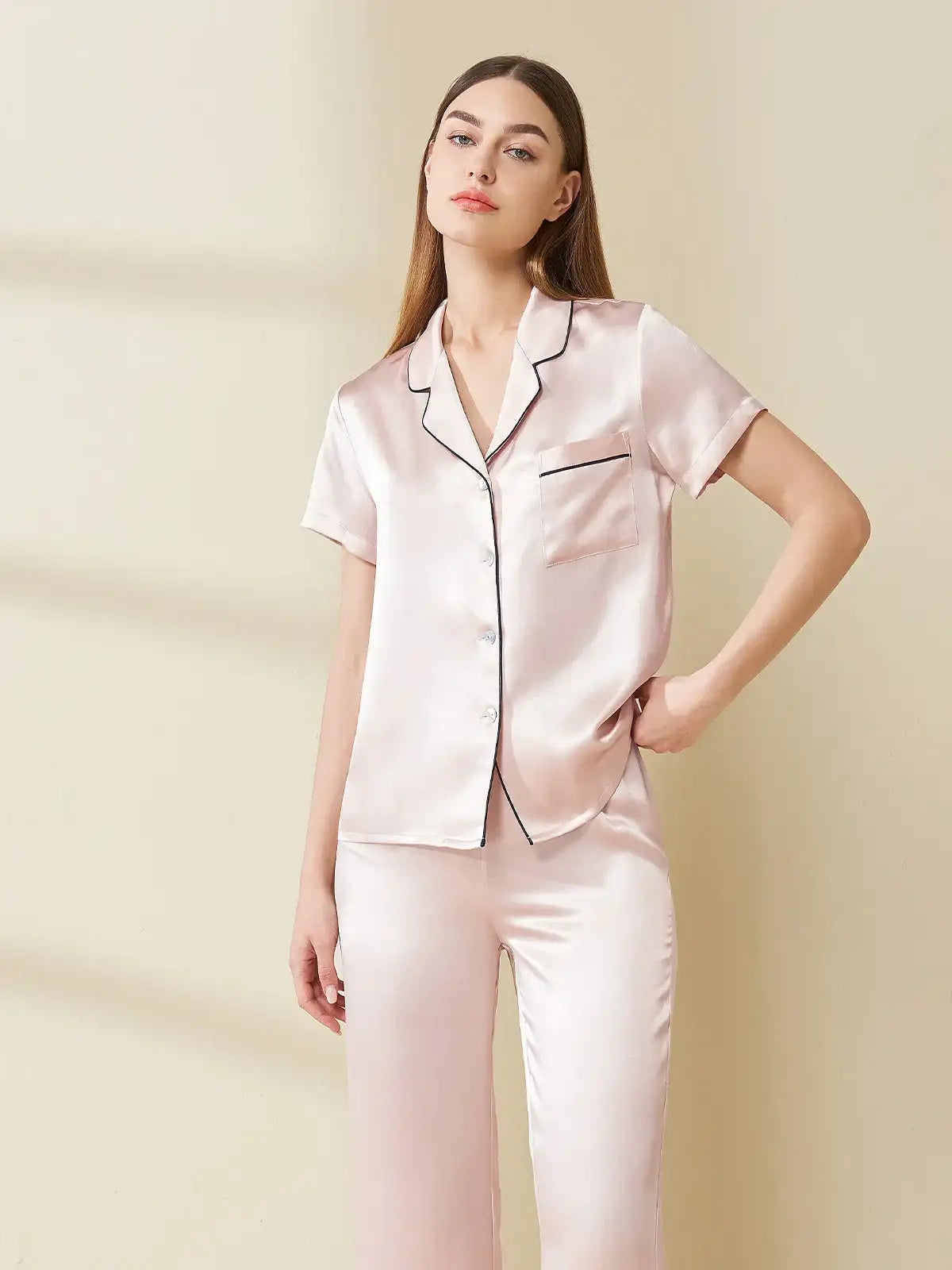 Silk Short-sleeved Trousers Suit - JANCESILK