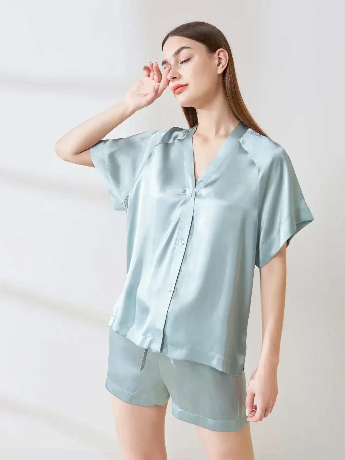 Raglan Sleeve Short-sleeved Shorts Suit - JANCESILK