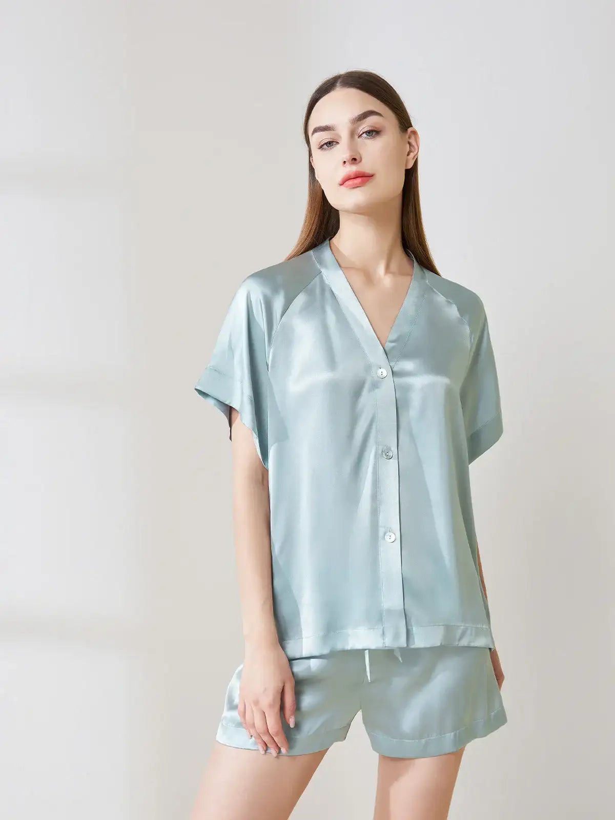Raglan Sleeve Short-sleeved Shorts Suit - JANCESILK