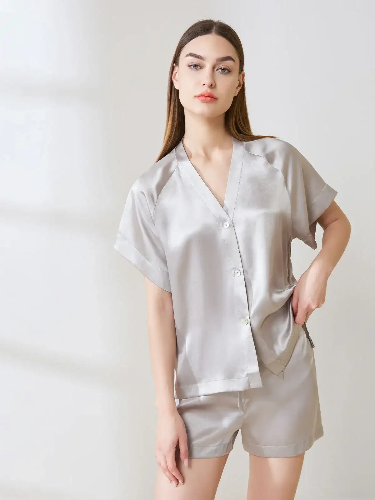 Raglan Sleeve Short-sleeved Shorts Suit - JANCESILK