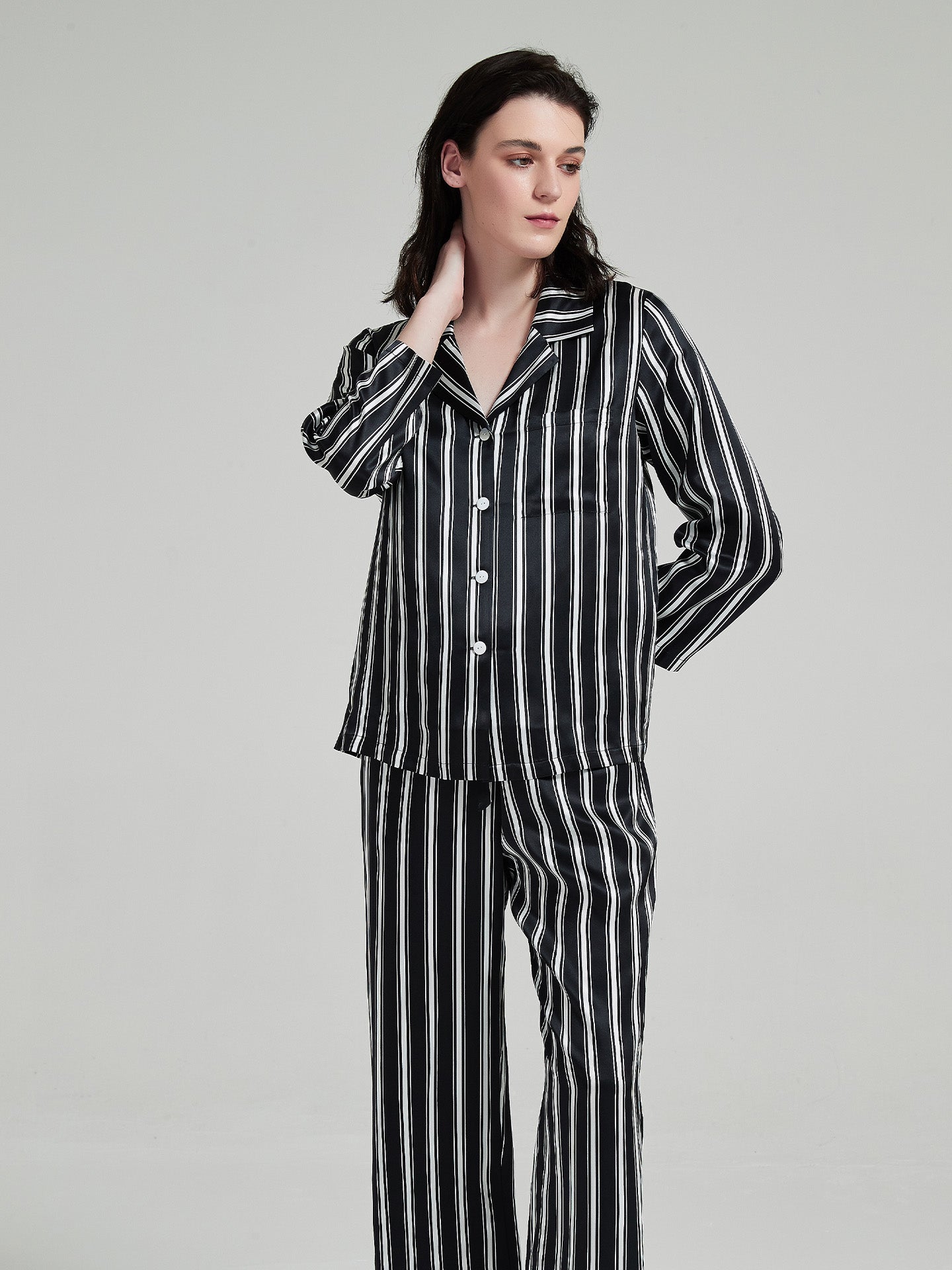 Stripe Print Long-sleeved Trousers Suit