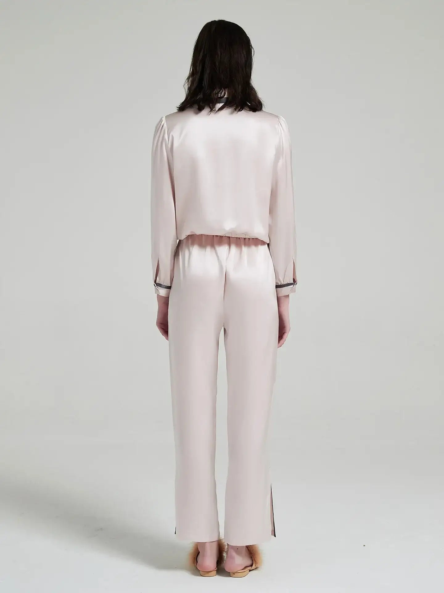 Peak Collar Long Sleeve Trousers Suit - JANCESILK
