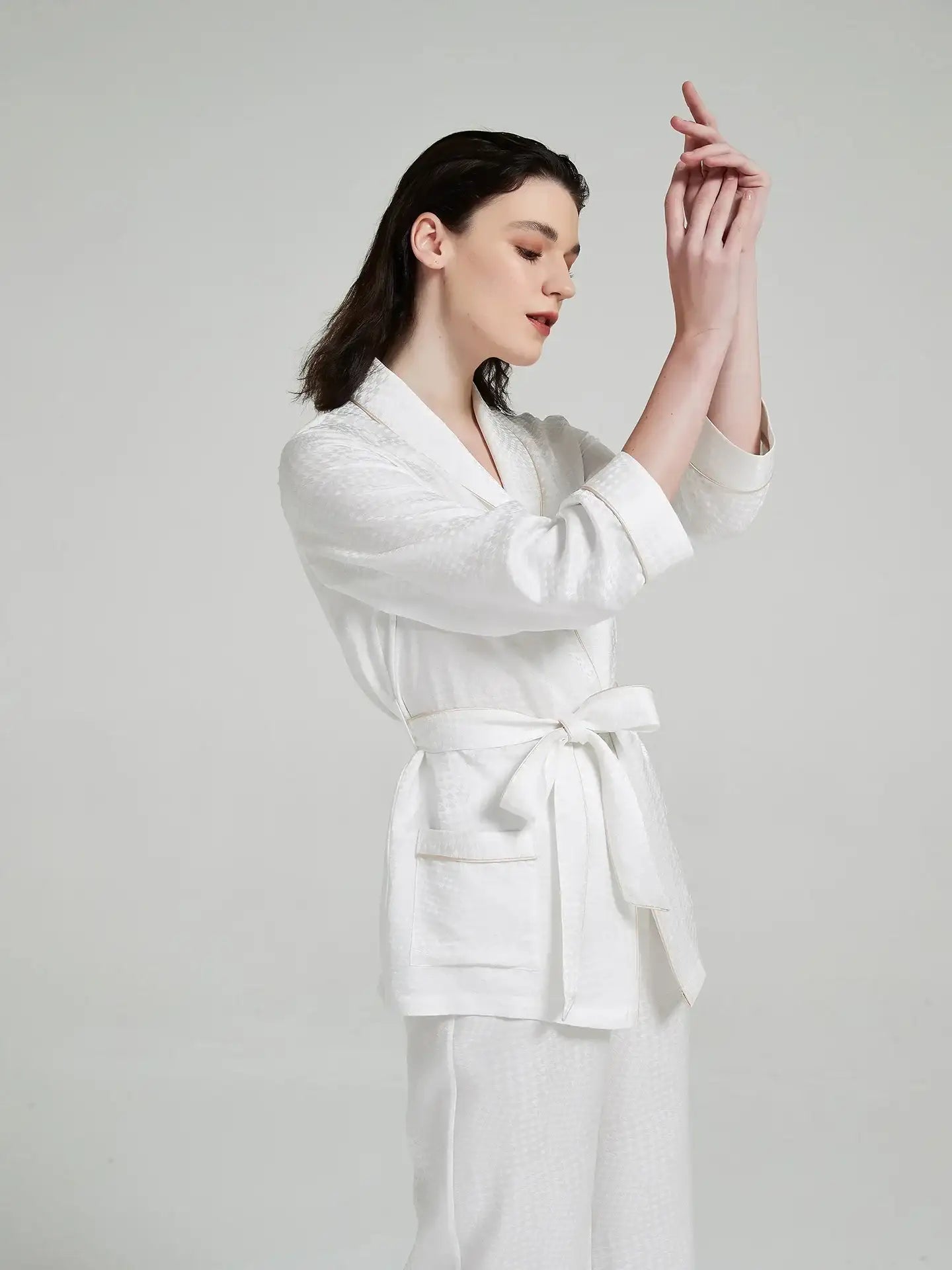 Houndstooth Jacquard Long Sleeve Pants Set